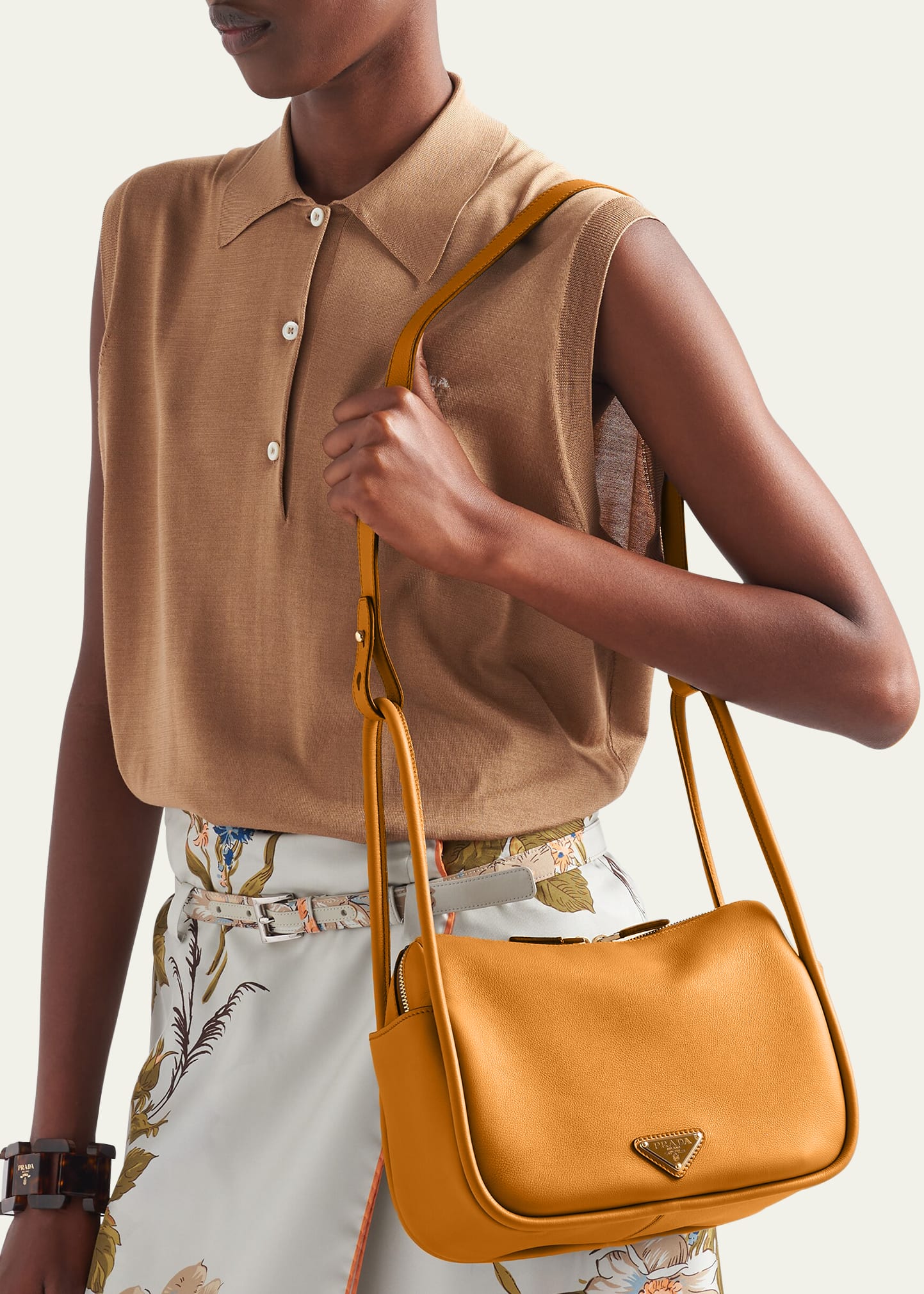 Prada Flou Zip Leather Top-Handle Bag - Bergdorf Goodman