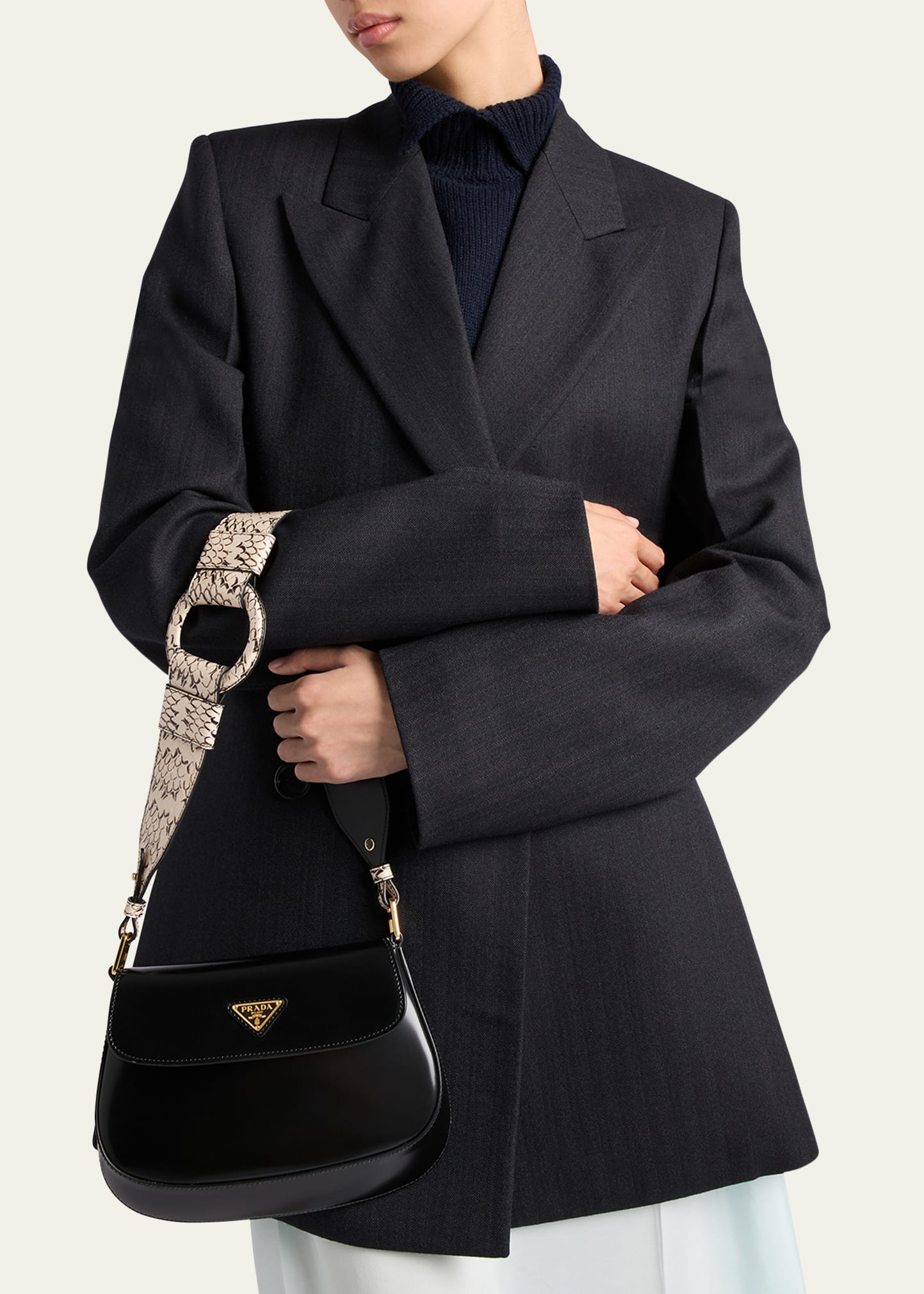 Prada Cleo Flap Snakeskin Leather Shoulder Bag - Bergdorf Goodman