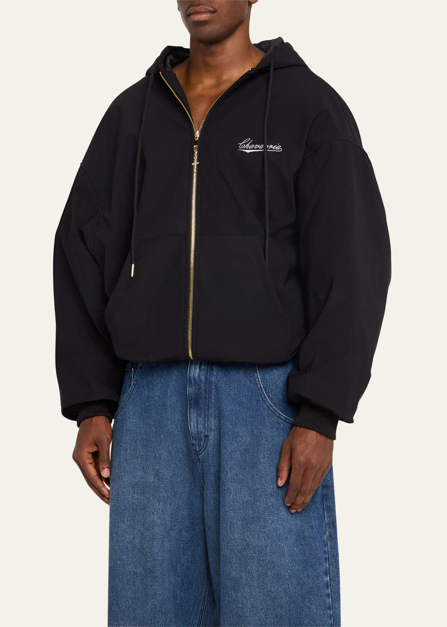 Willy Chavarria Men's Juggernaut Heavy Nylon Hooded Jacket