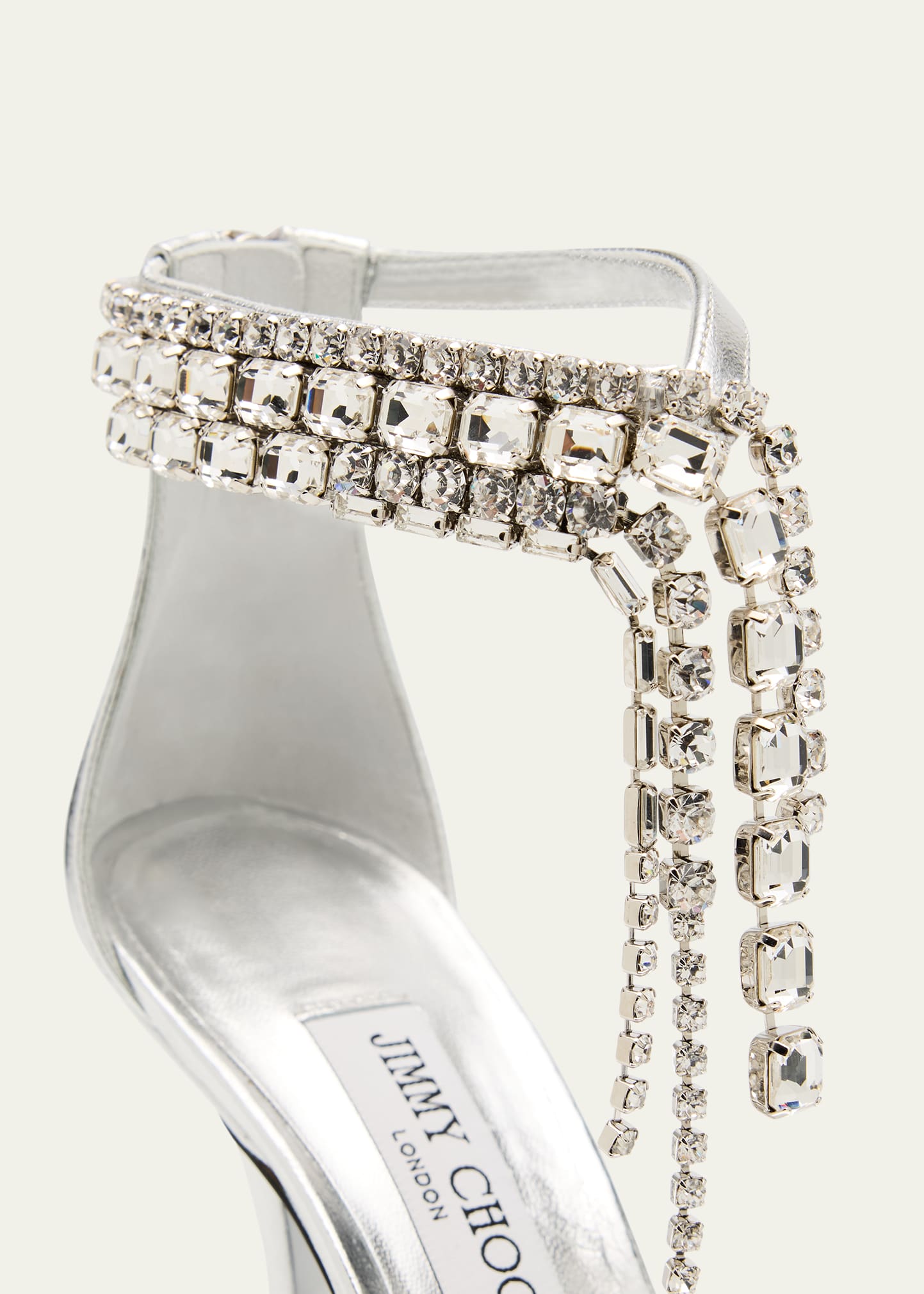 JIMMY CHOO VERITYSANDALFLATGKNSANDCRYSTAL 関税送料込 Jimmy Choo Verity Metallic Leather Crystal-Cuff Sandals