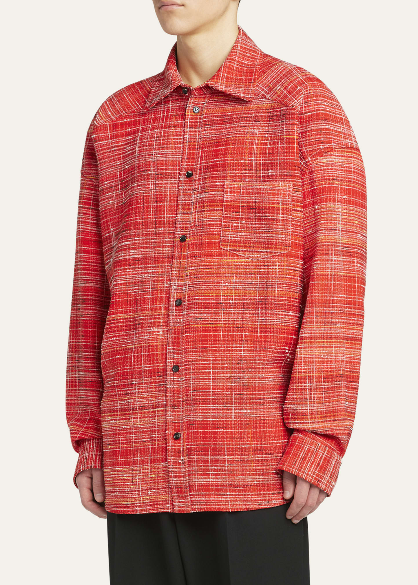 Bottega Veneta Men's Red Multi-Knotted Viscose Overshirt
