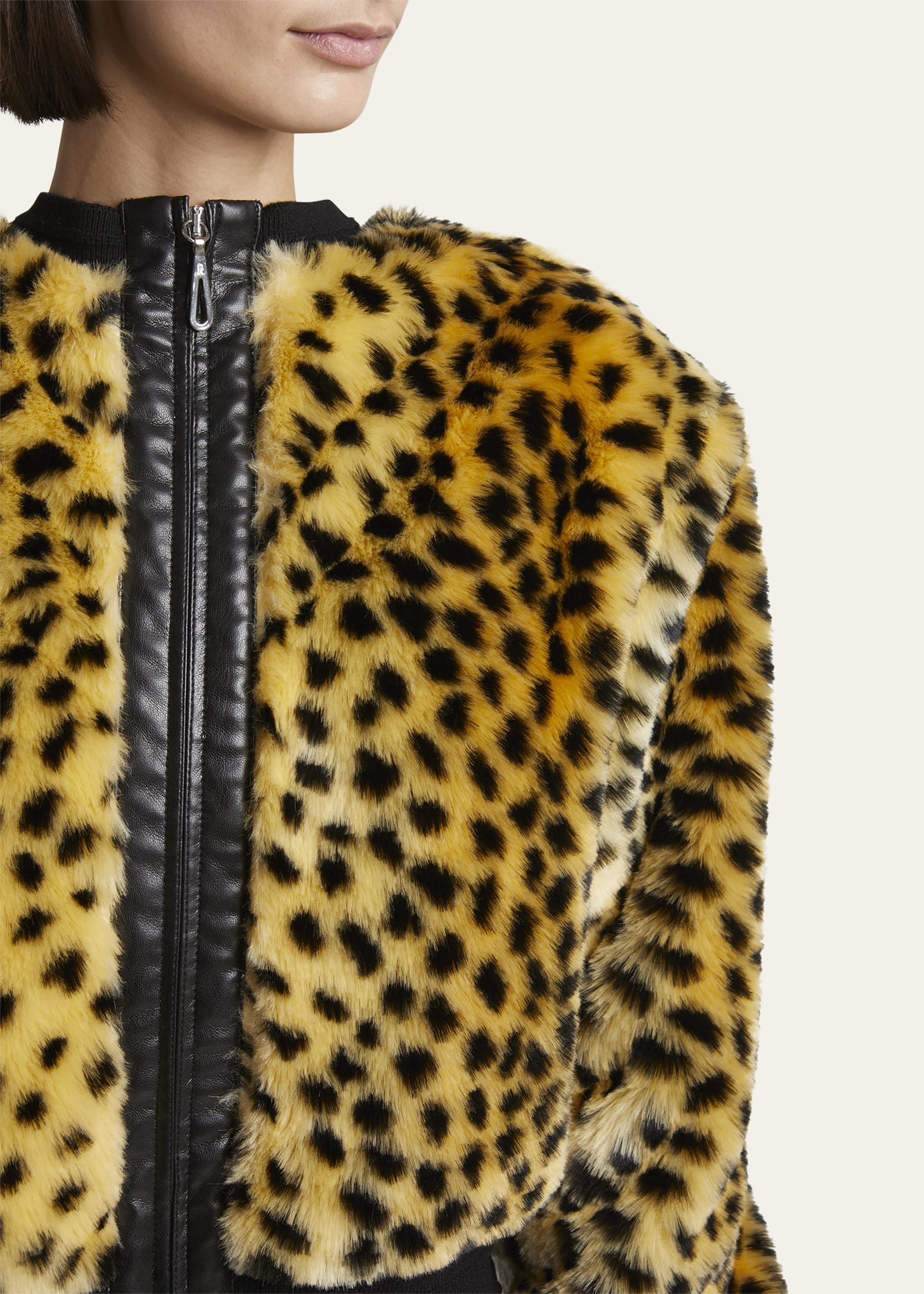 Rabanne Faux Fur Leopard Print Zip Up Jacket - Bergdorf Goodman