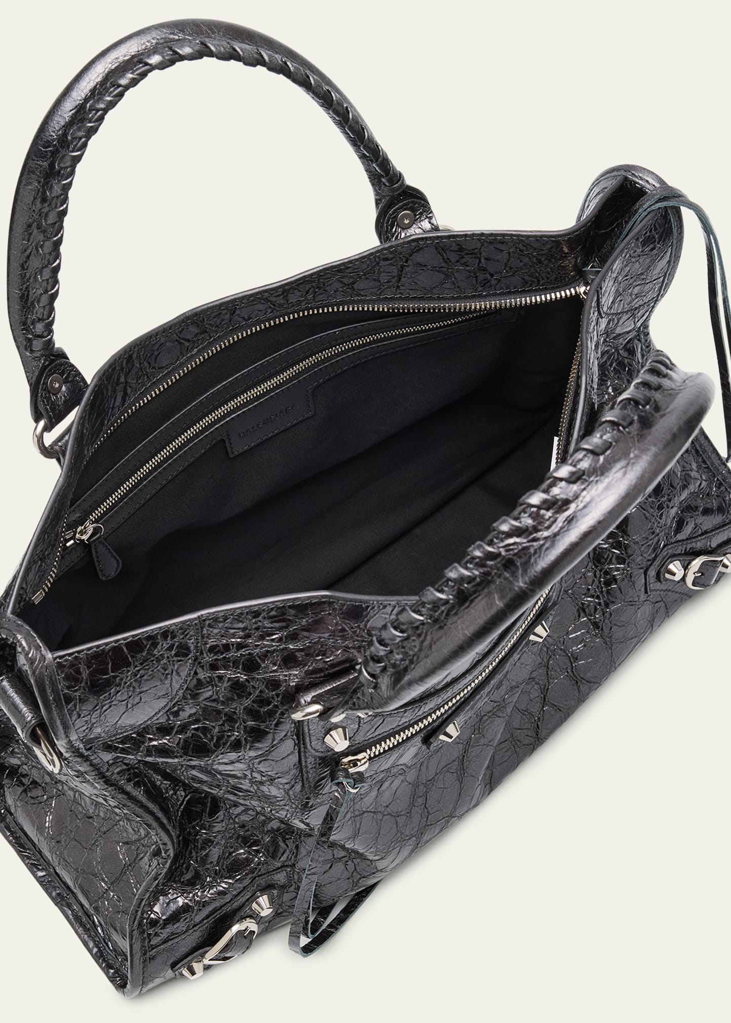 Balenciaga Le City Medium Metallic Leather Top-Handle Bag