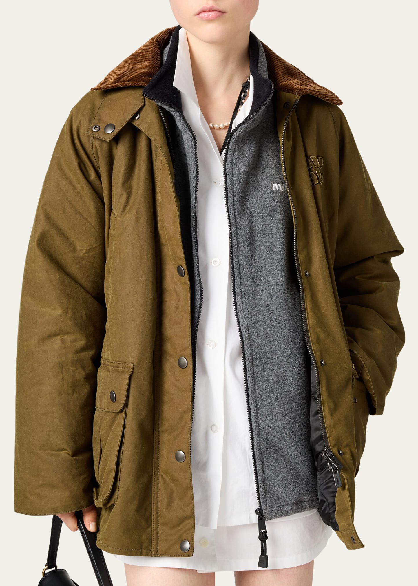 Miu Miu Fleece Oversized Drawcord Sweatshirt - Bergdorf Goodman