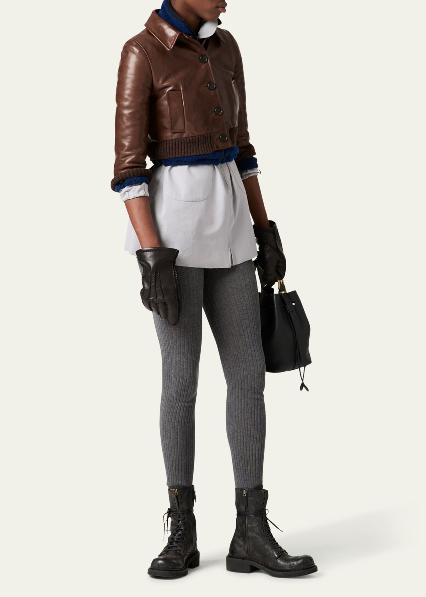 Miu Miu Fleece Drawcord Cropped Sweatshirt - Bergdorf Goodman