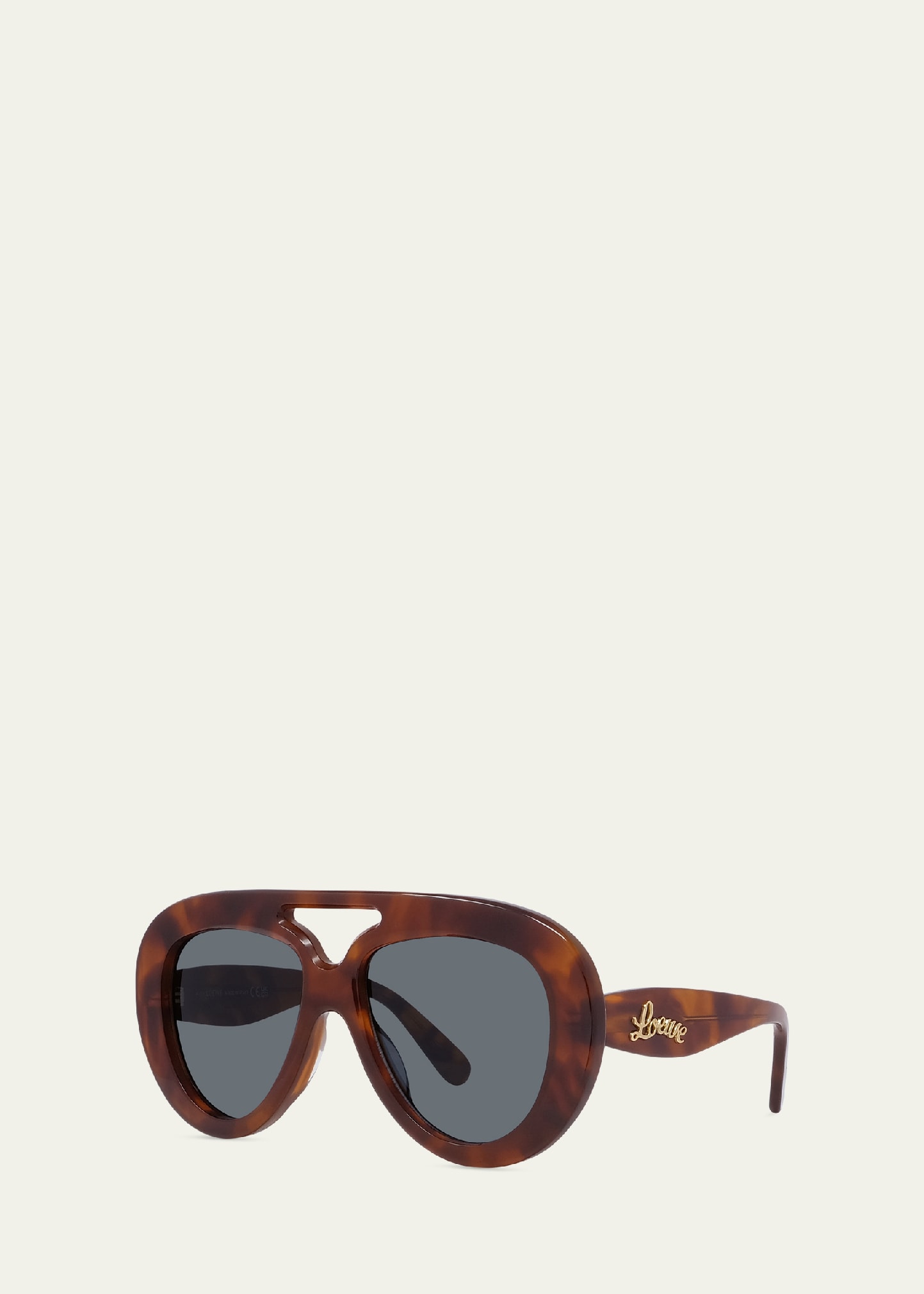 Loewe Curvy Logo-Print Acetate Aviator Sunglasses - Bergdorf Goodman