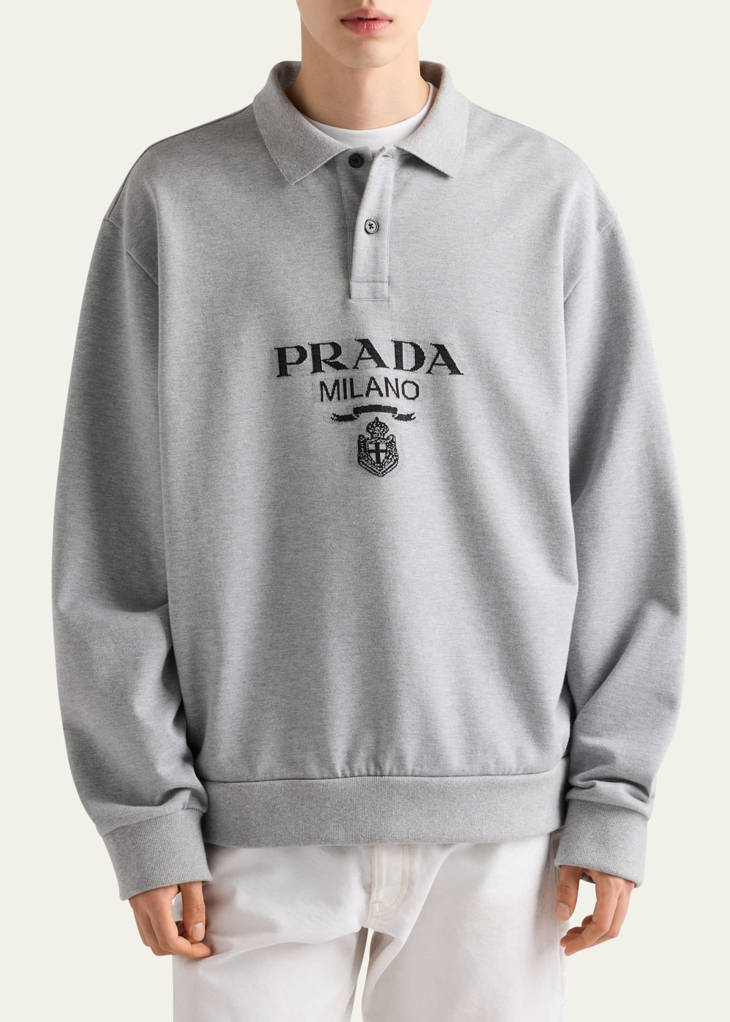 PRADA ロゴプリントジャケット グレー Prada Men's Crest Logo Sweatshirt - Bergdorf Goodman