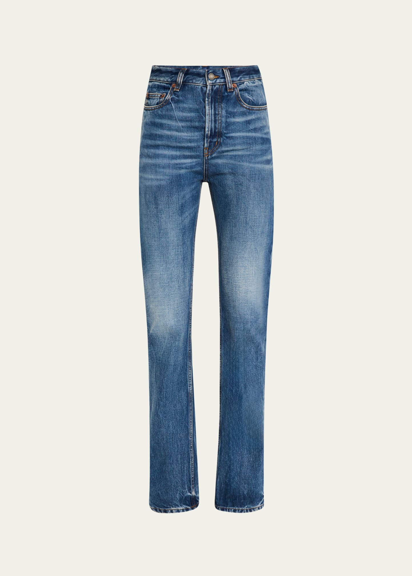 Saint Laurent Mid-Rise Faded Denim Bootcut Jeans - Bergdorf