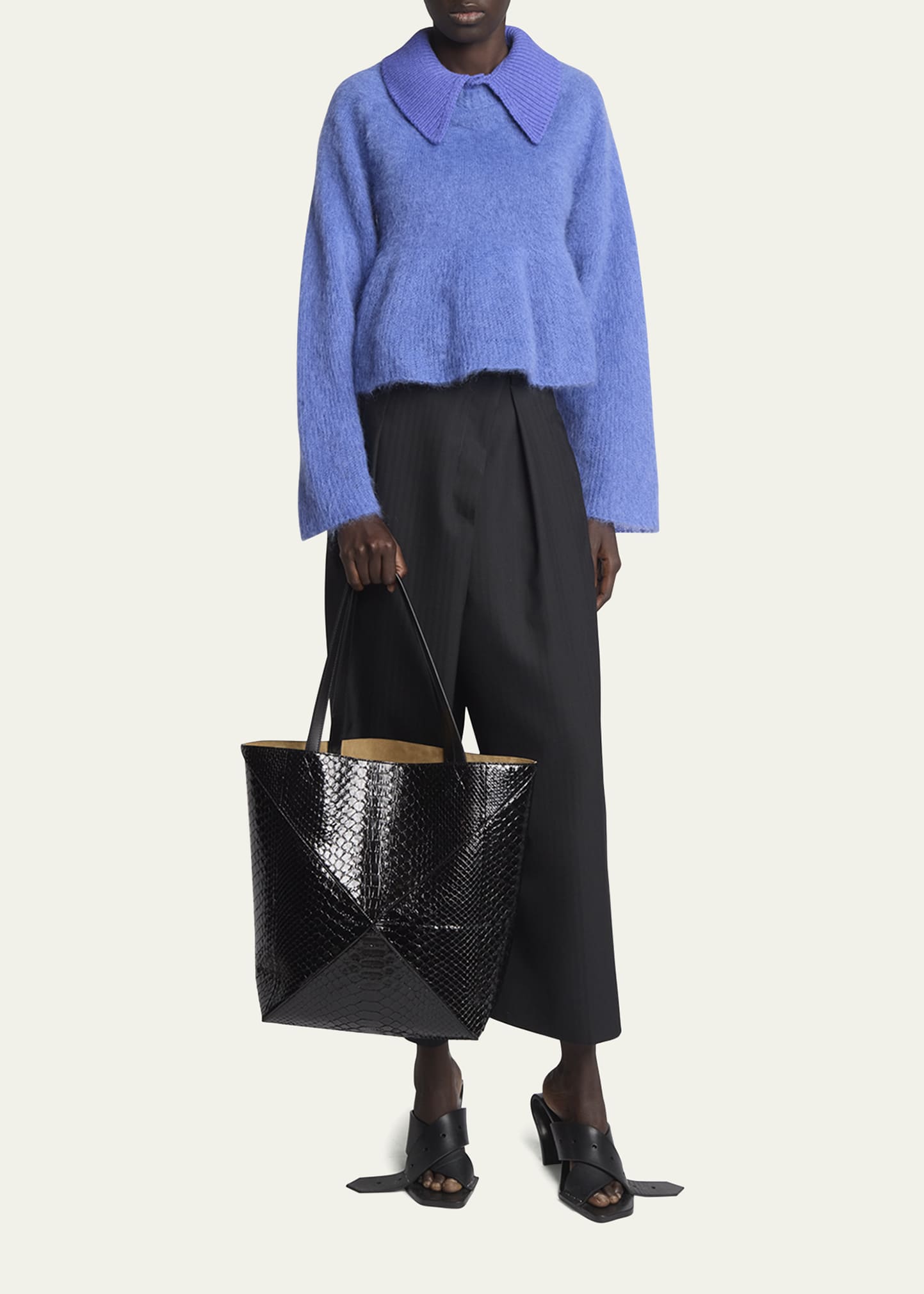 Loewe Puzzle Fold Large Patent Python-Embossed Tote Bag - Bergdorf