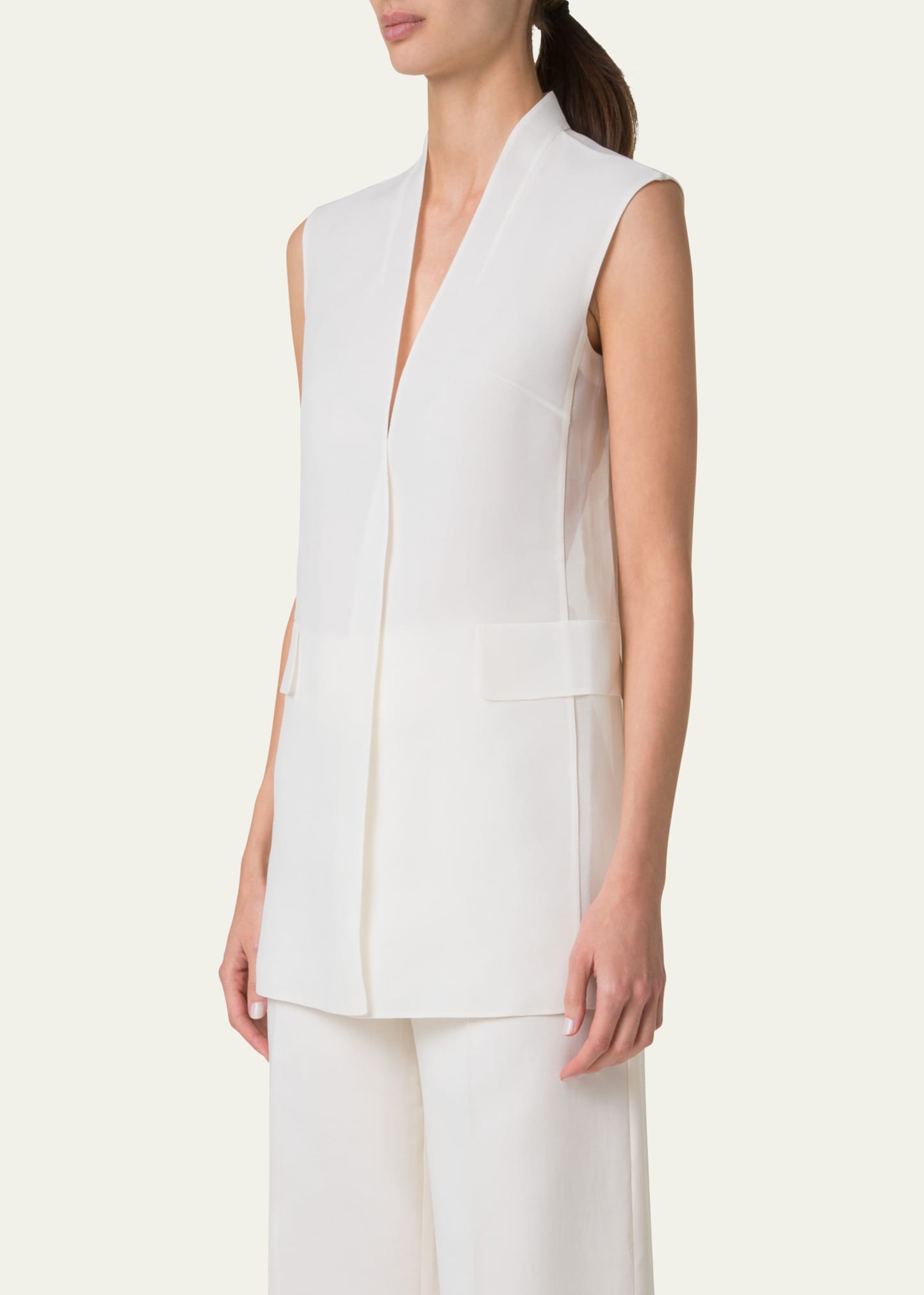 Akris Artina Long Silk Organza Vest - Bergdorf Goodman