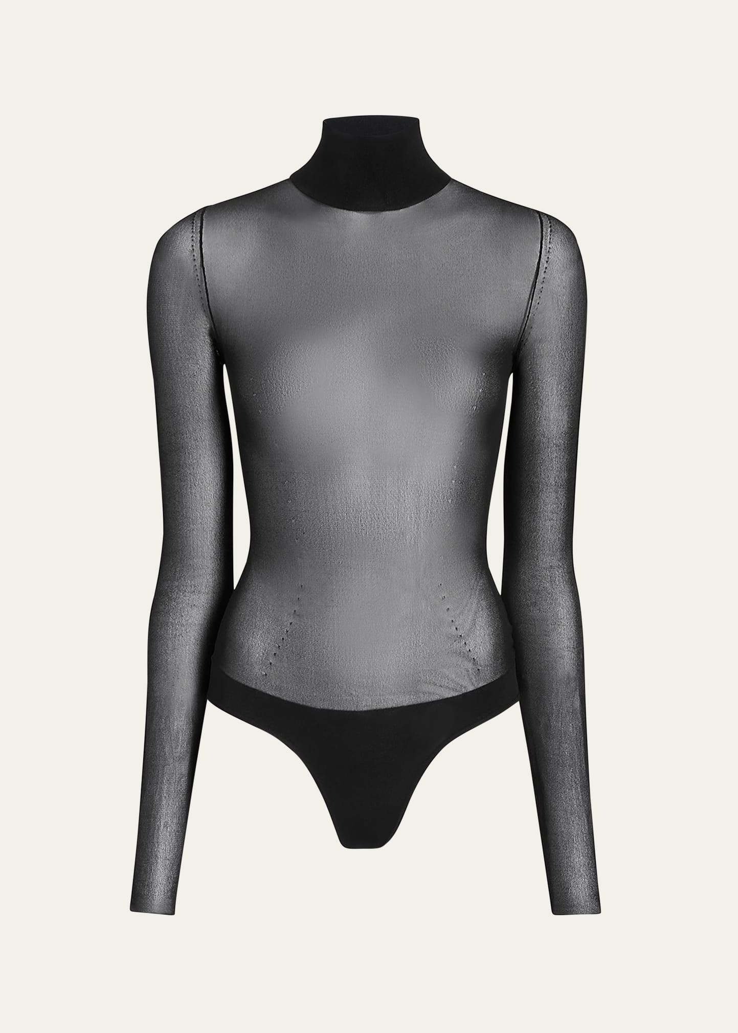 Khaite Tallin Sheer Mesh Turtleneck Bodysuit - Bergdorf Goodman