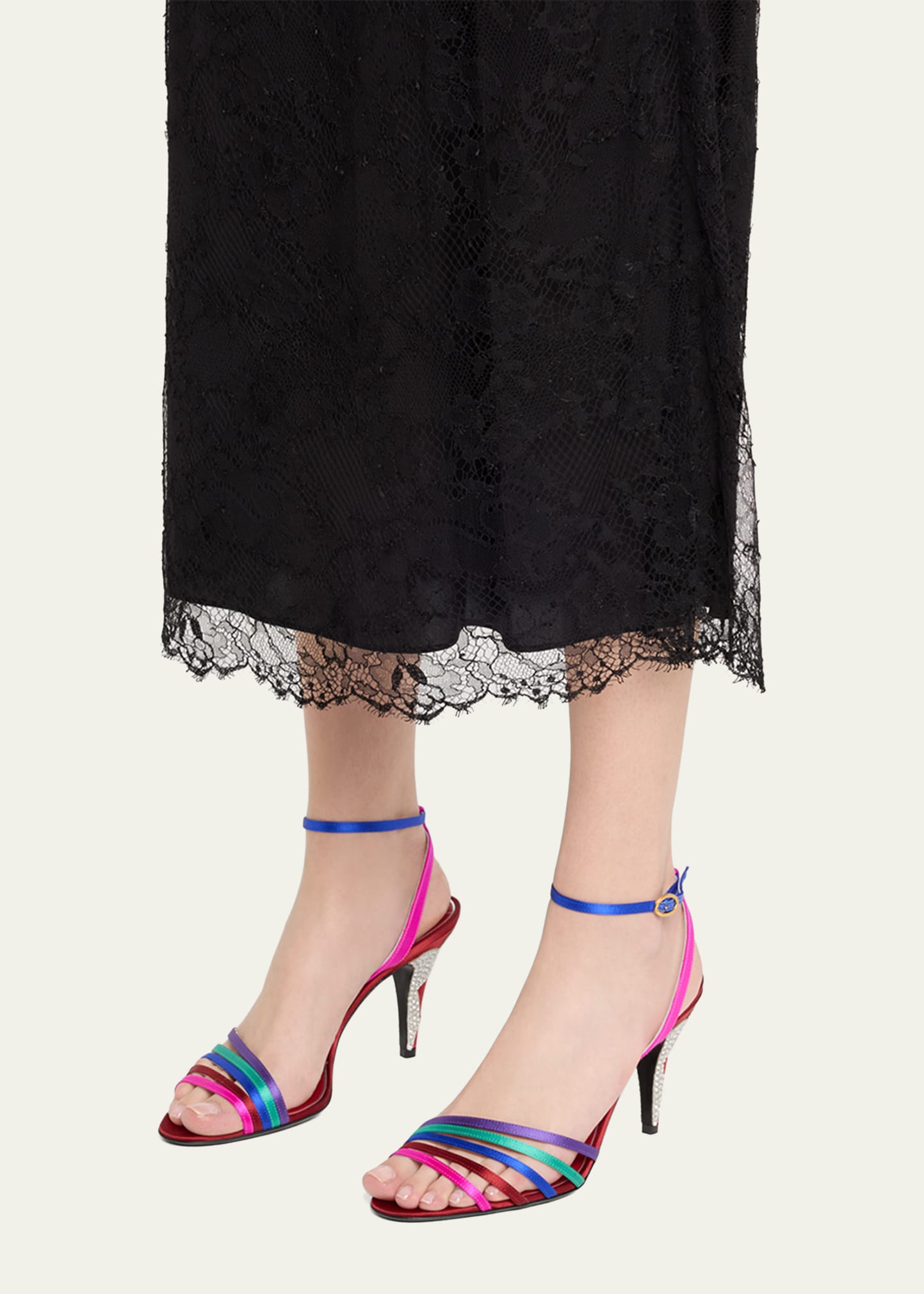 Valentino Garavani Ladycrush Colorblock Satin Ankle-Strap Sandals