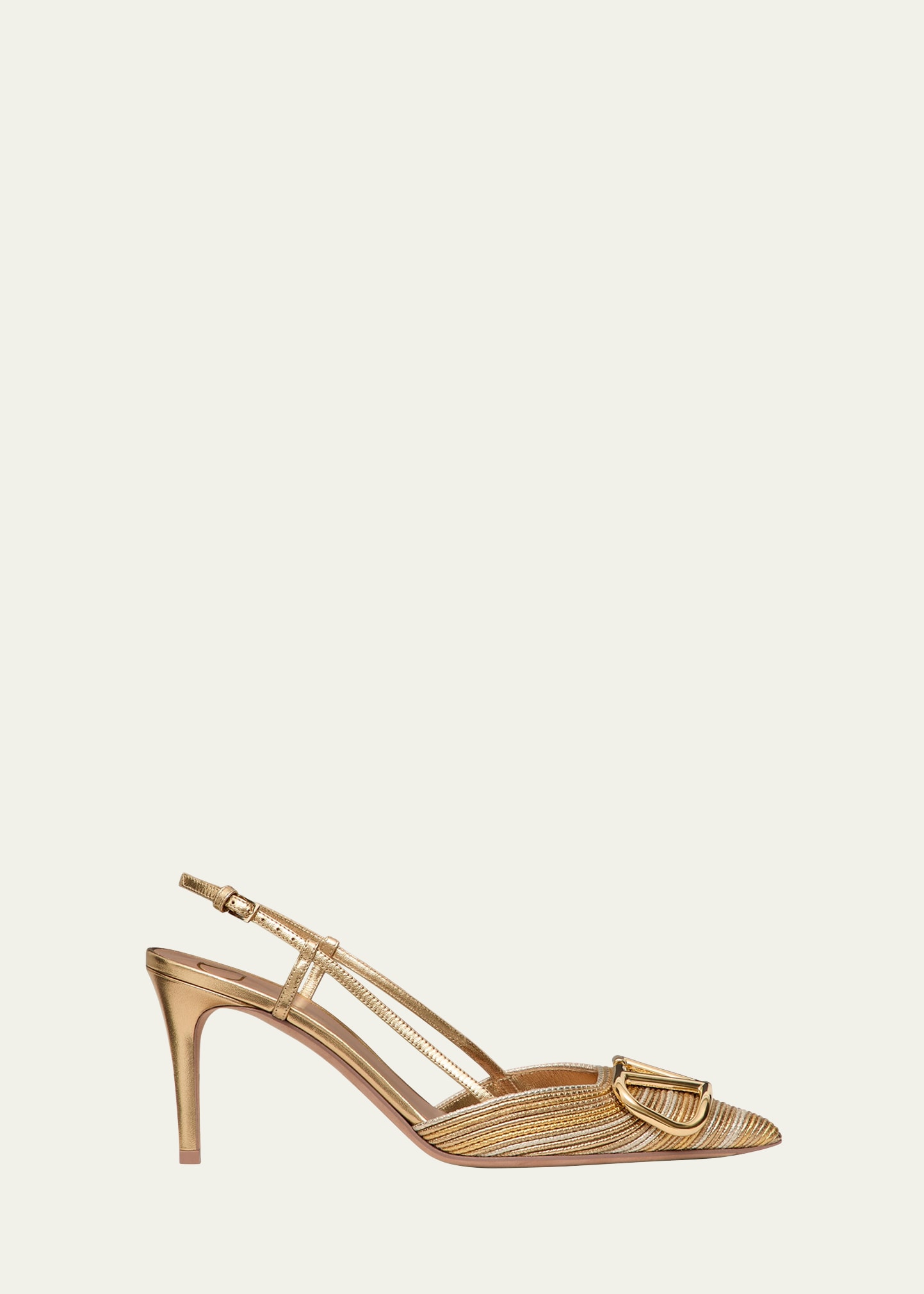 Valentino Garavani VLogo Metallic Slingback Pumps - Bergdorf