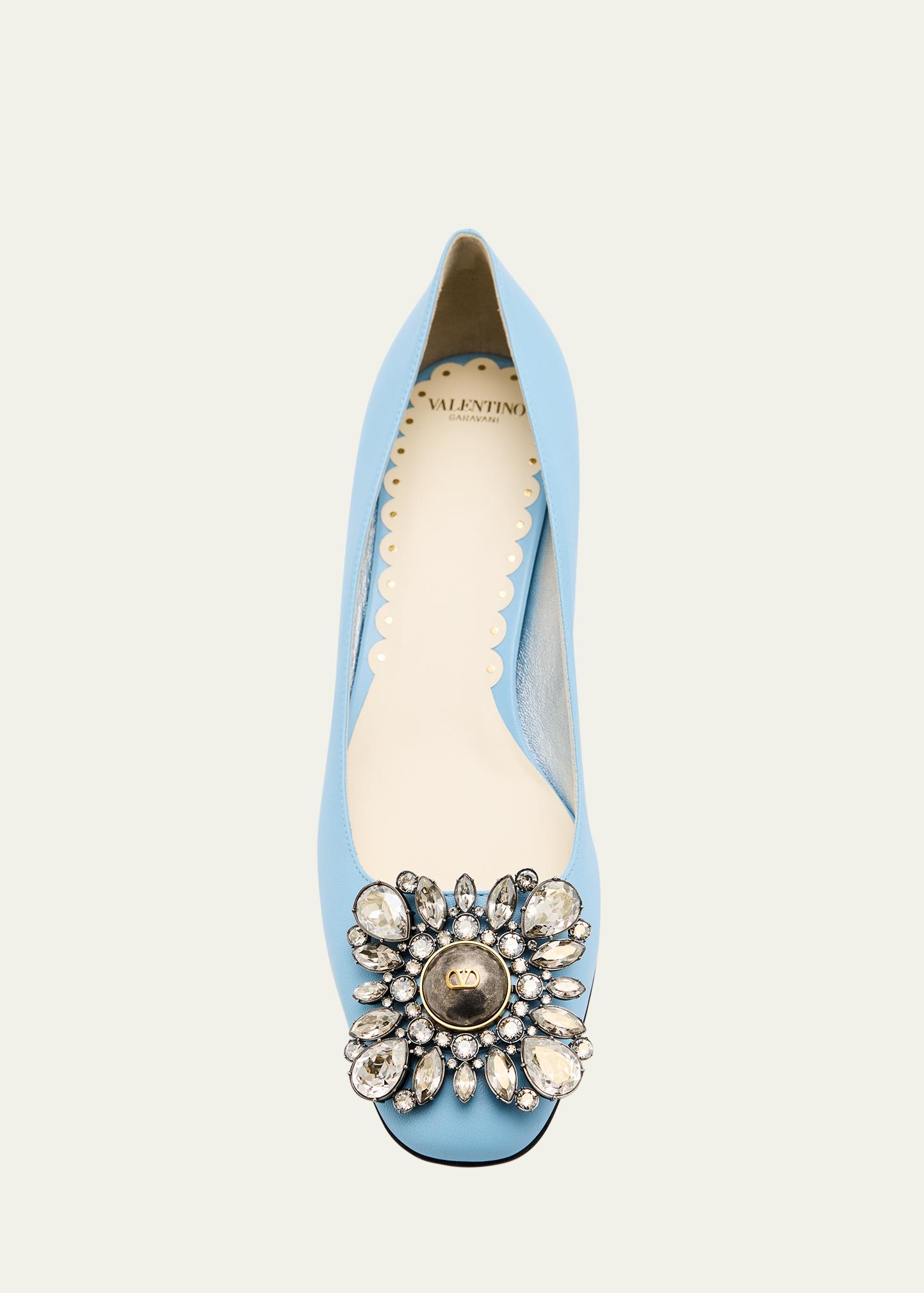 Valentino Garavani Leather Crystal Ornament Pumps - Bergdorf Goodman