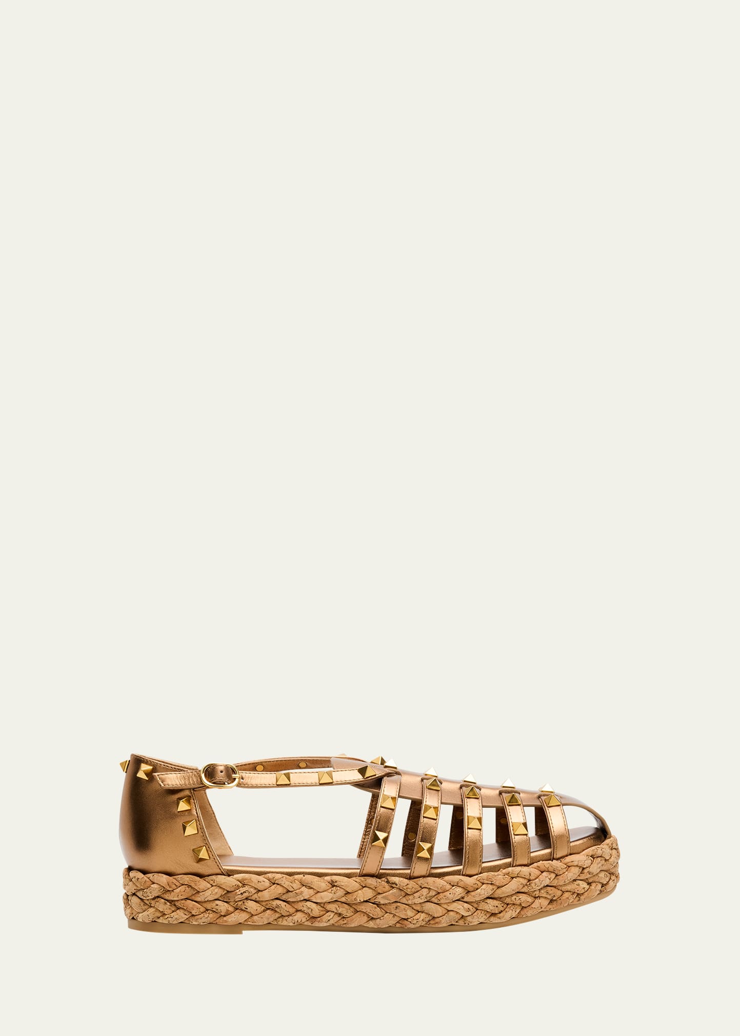 【関税＆送料込み】Valentino Garavani Fisherman Sandals Wit Valentino Garavani Rockstud Leather Espadrille Fisherman