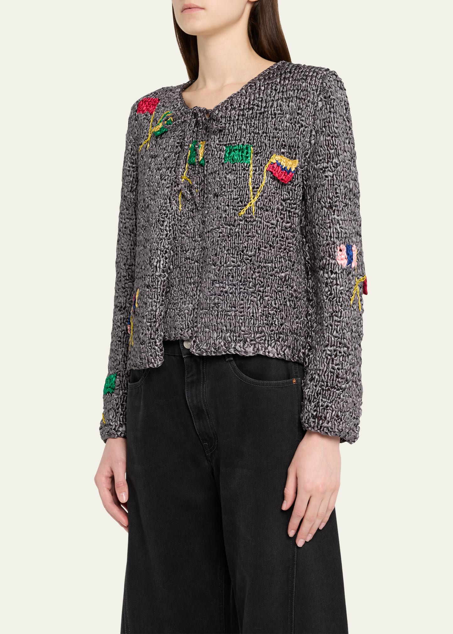 BODE crochet rosette cardigan Bode Rosette Crochet Ls Shirt - Pink