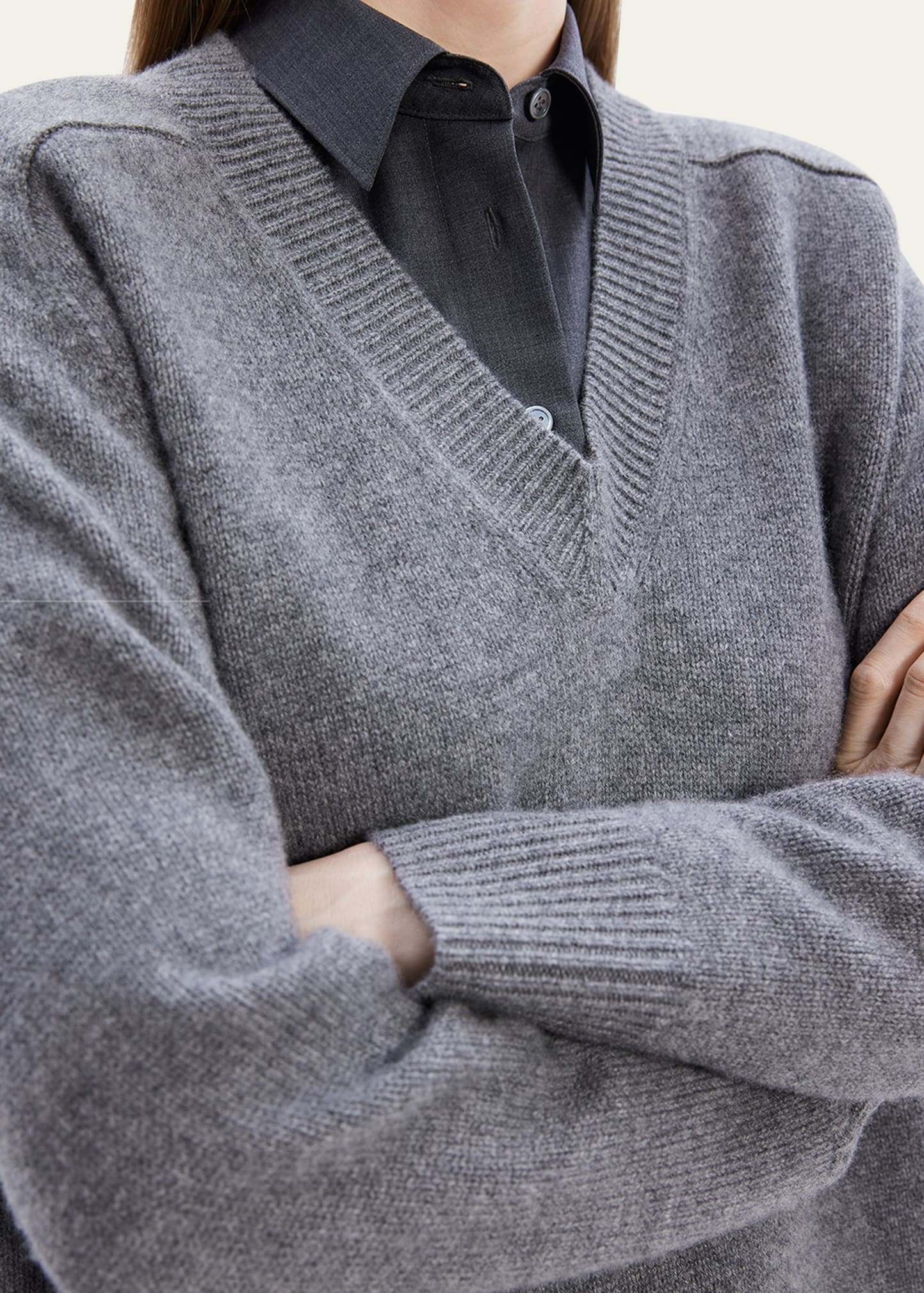 Theory Karenia Felted Wool-Cashmere V-Neck Sweater - Bergdorf Goodman