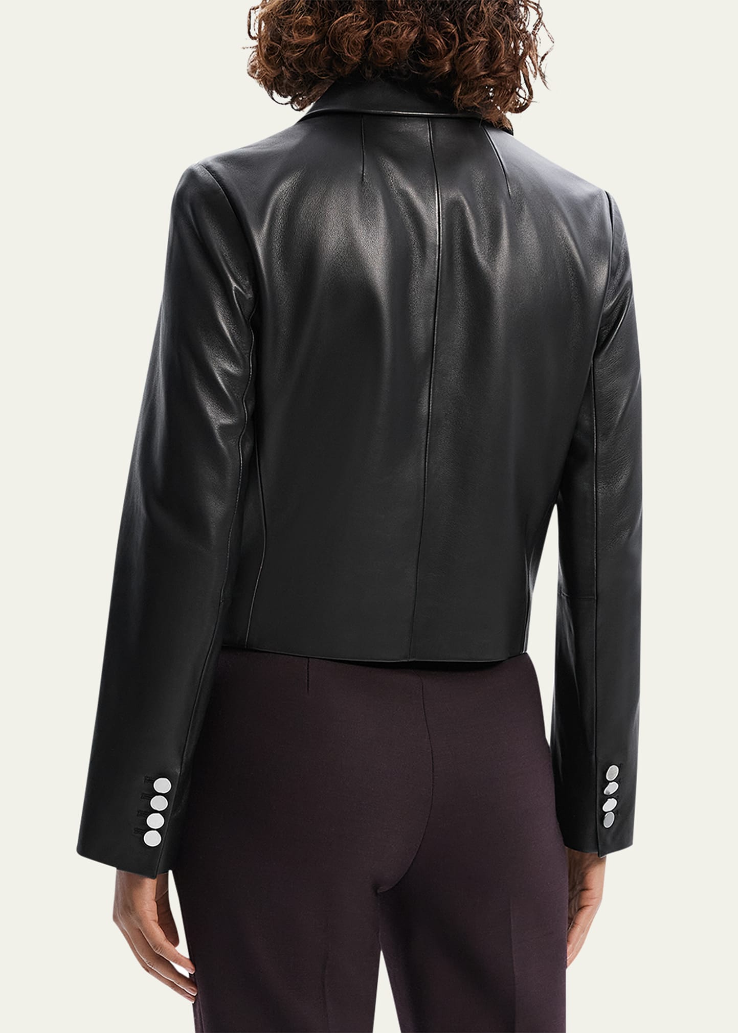 ジャケット・アウター theory 19AW IDEAL LEATHER CROP CREW JKT Theory Leather Boxy Cropped Jacket | Bloomingdale's