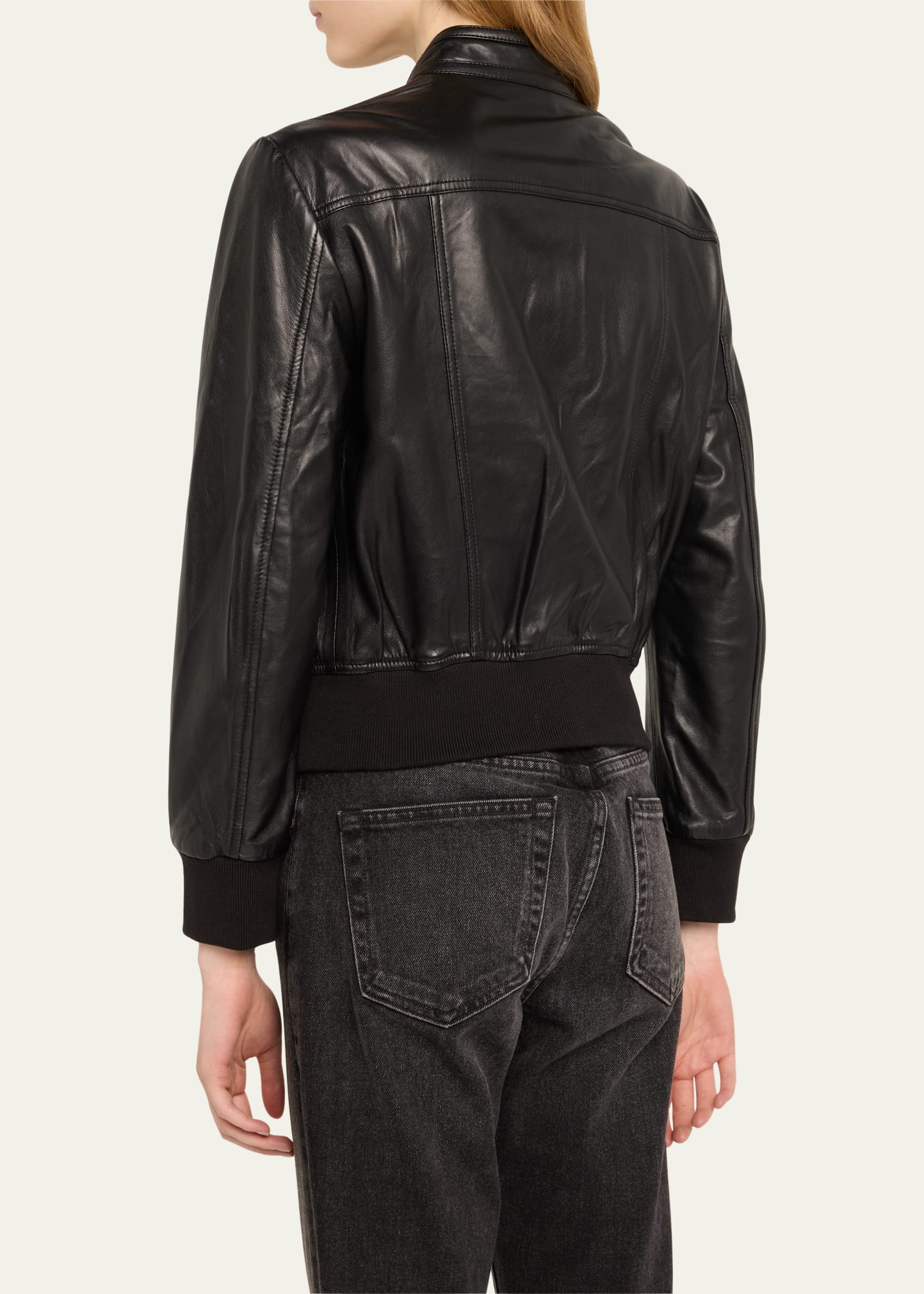 R13 Shrunken Zip-Front Leather Jacket - Bergdorf Goodman