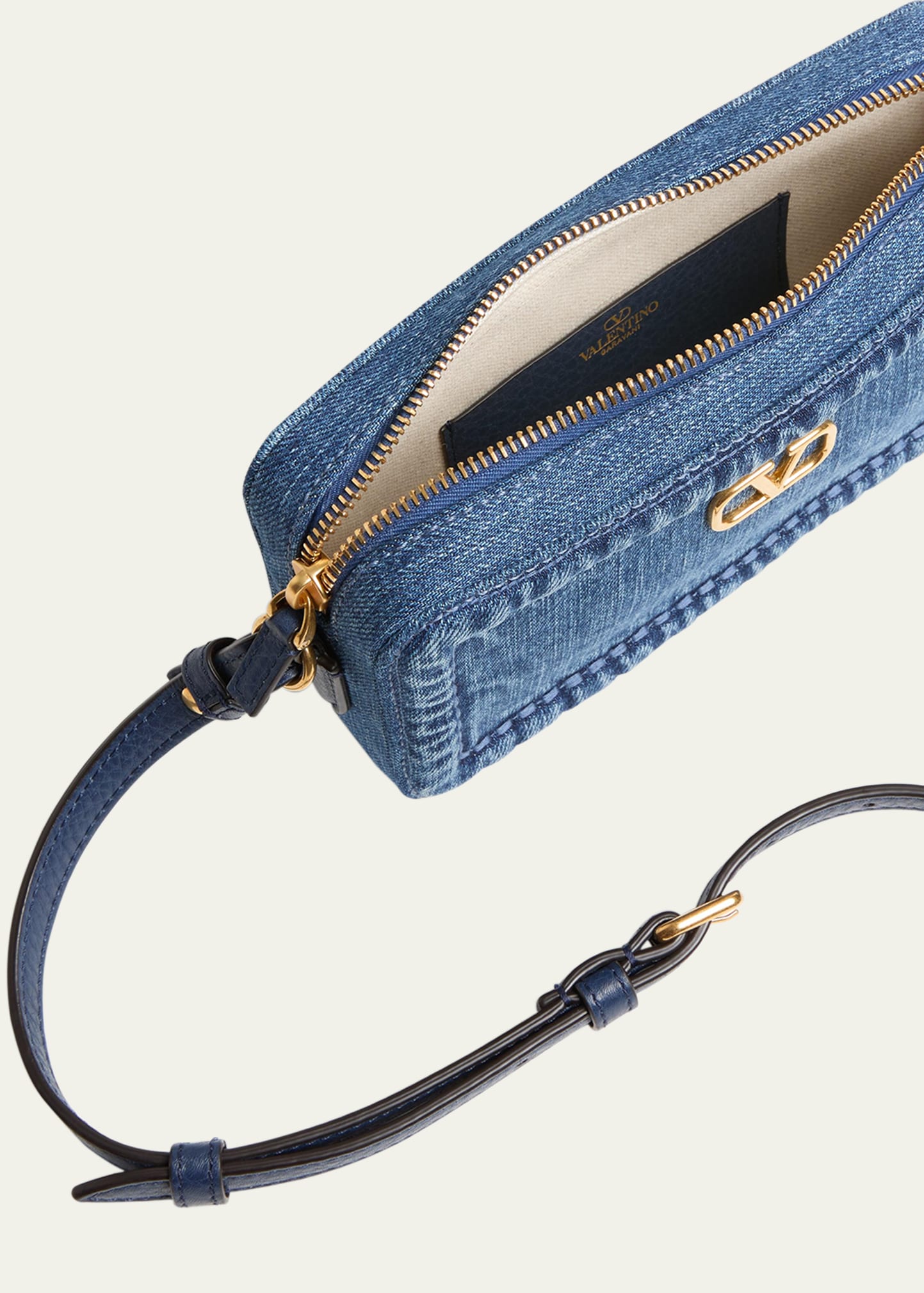 Valentino Garavani Alltime Mini Denim Camera Crossbody Bag