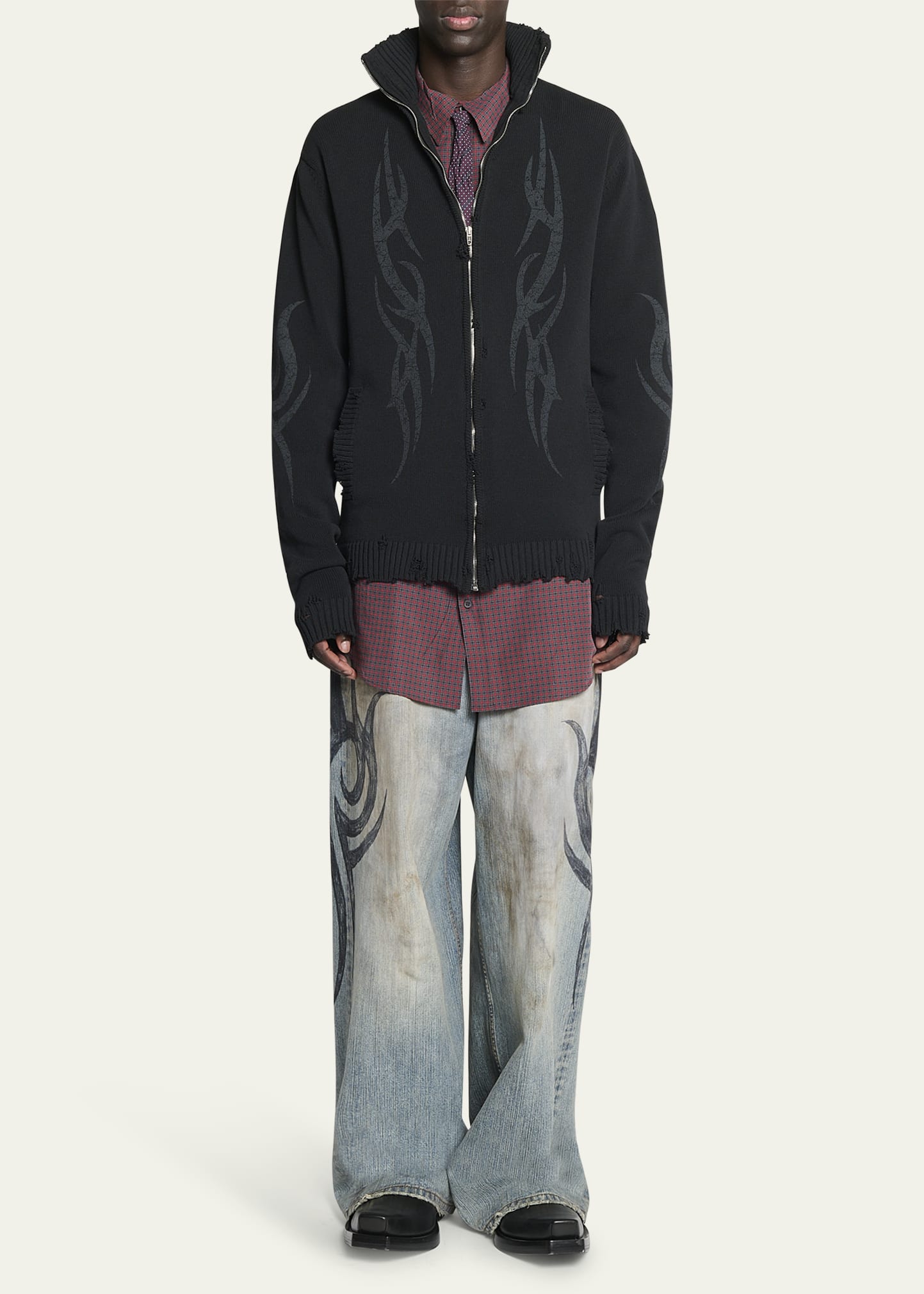 Balenciaga Men's Tribal Zip Cardigan - Bergdorf Goodman