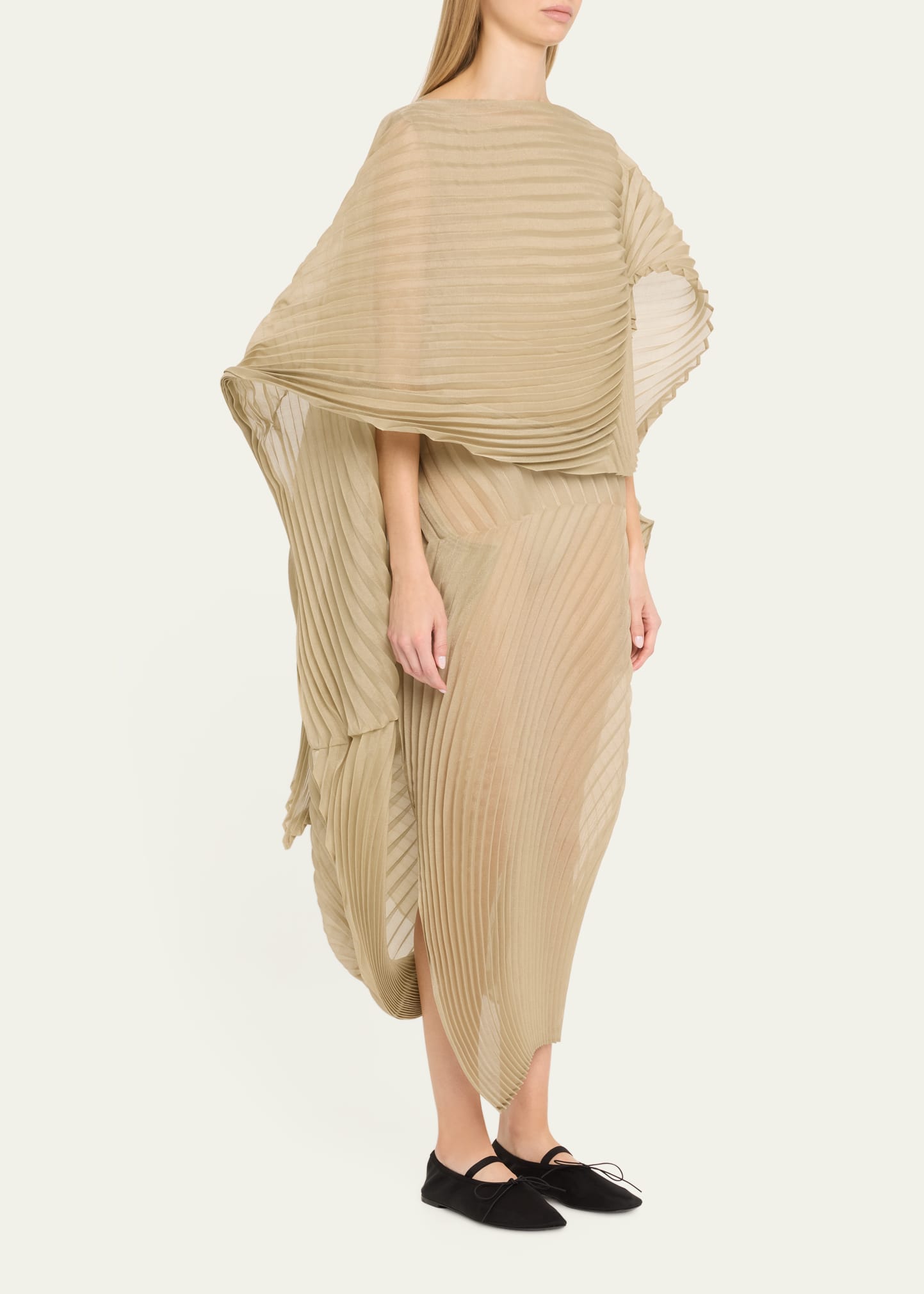 Issey Miyake Wander Asymmetric Cape Maxi Dress - Bergdorf