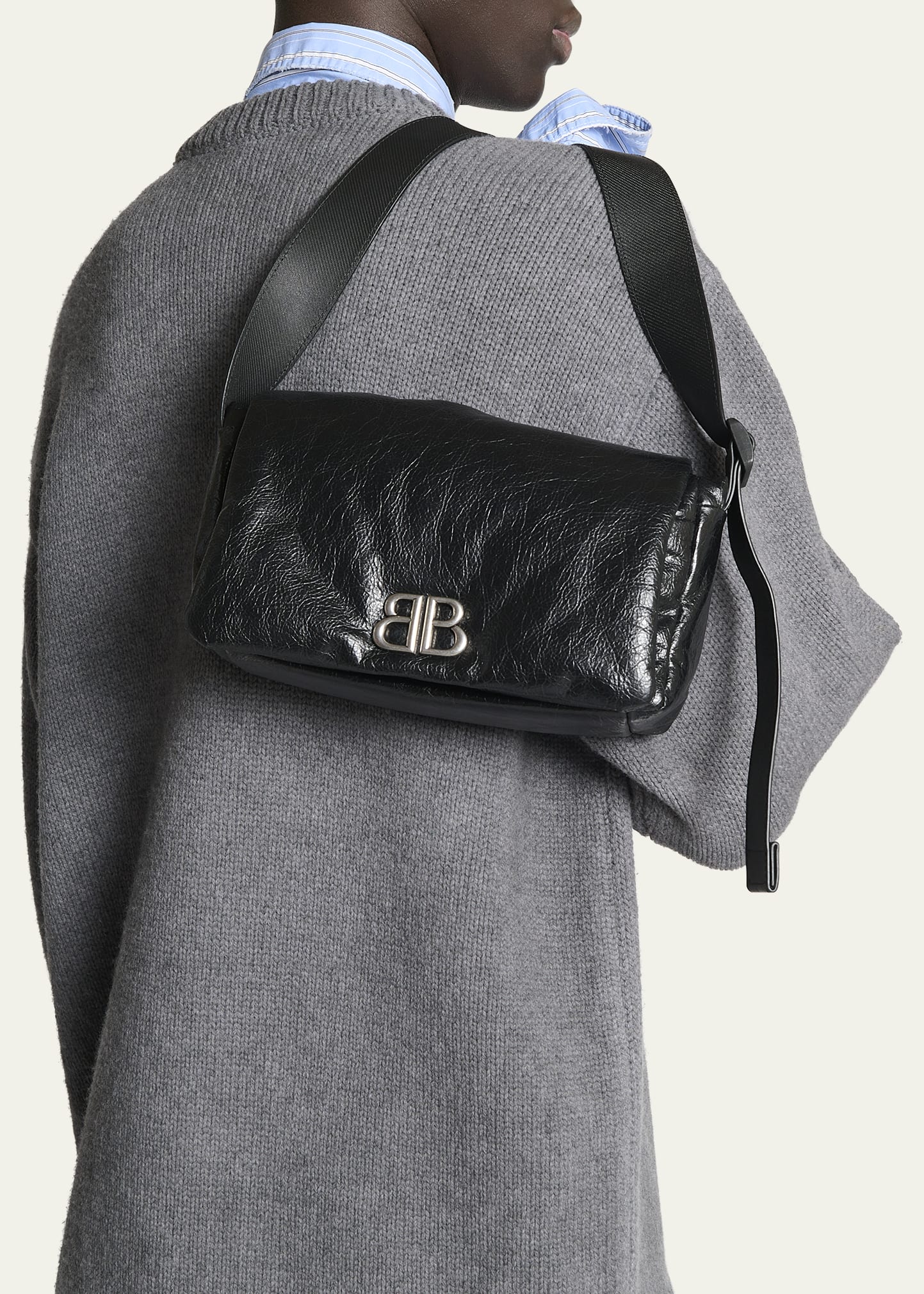 Balenciaga Men's Monaco Leather Messenger Bag - Bergdorf Goodman