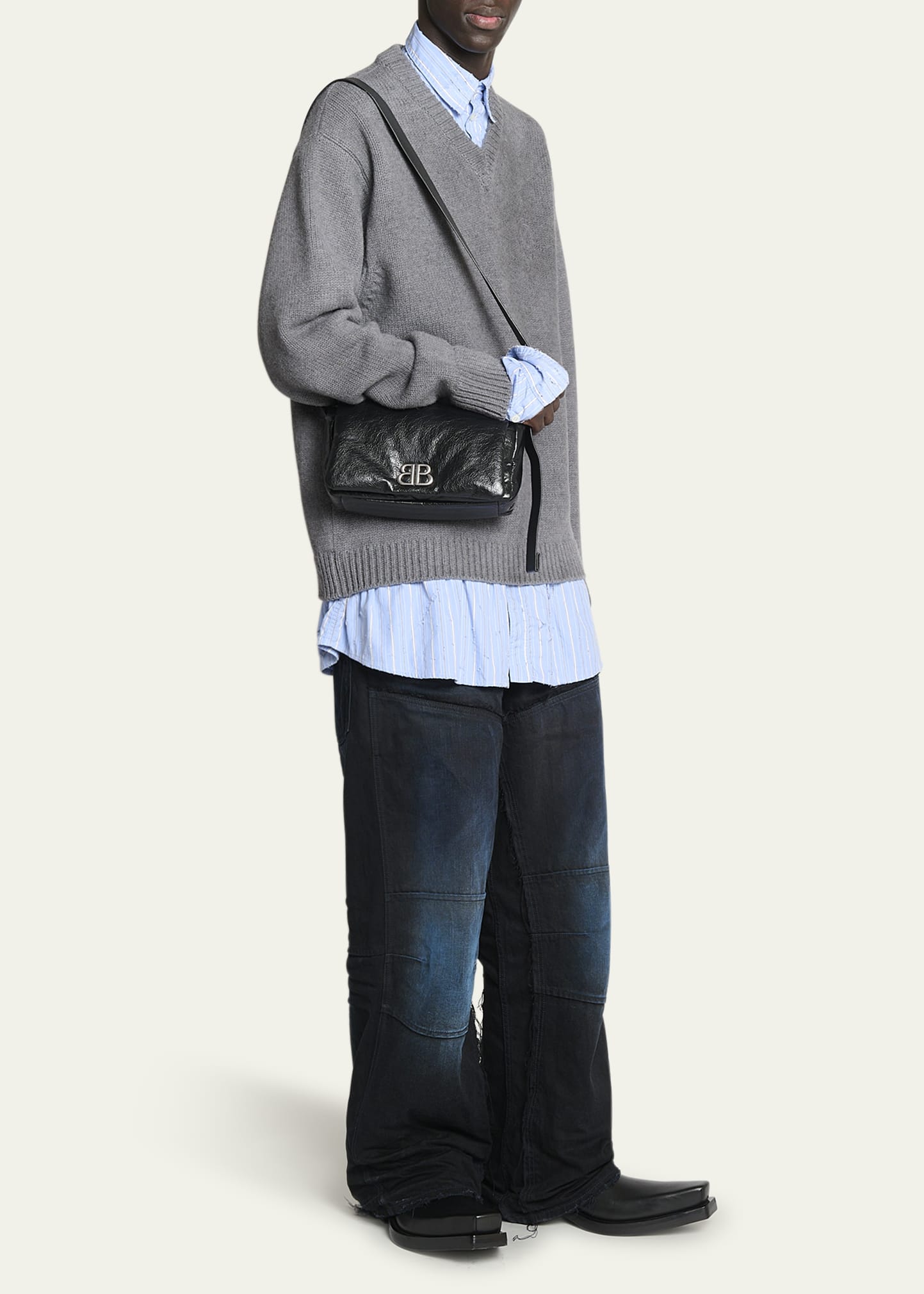 Balenciaga Men's Monaco Leather Messenger Bag - Bergdorf Goodman