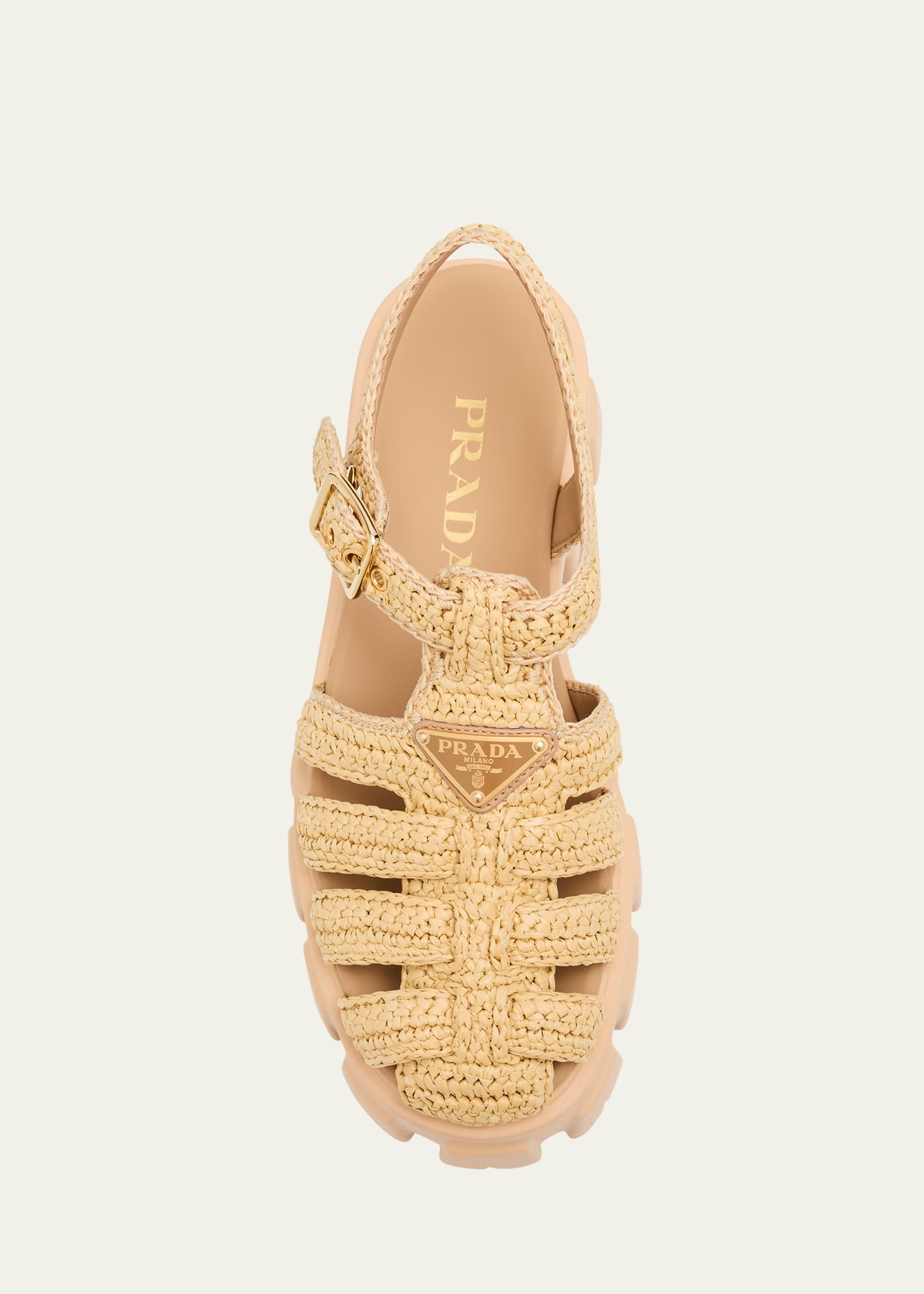 Prada Monolith Raffia Chunky Fisherman Sandals - Bergdorf