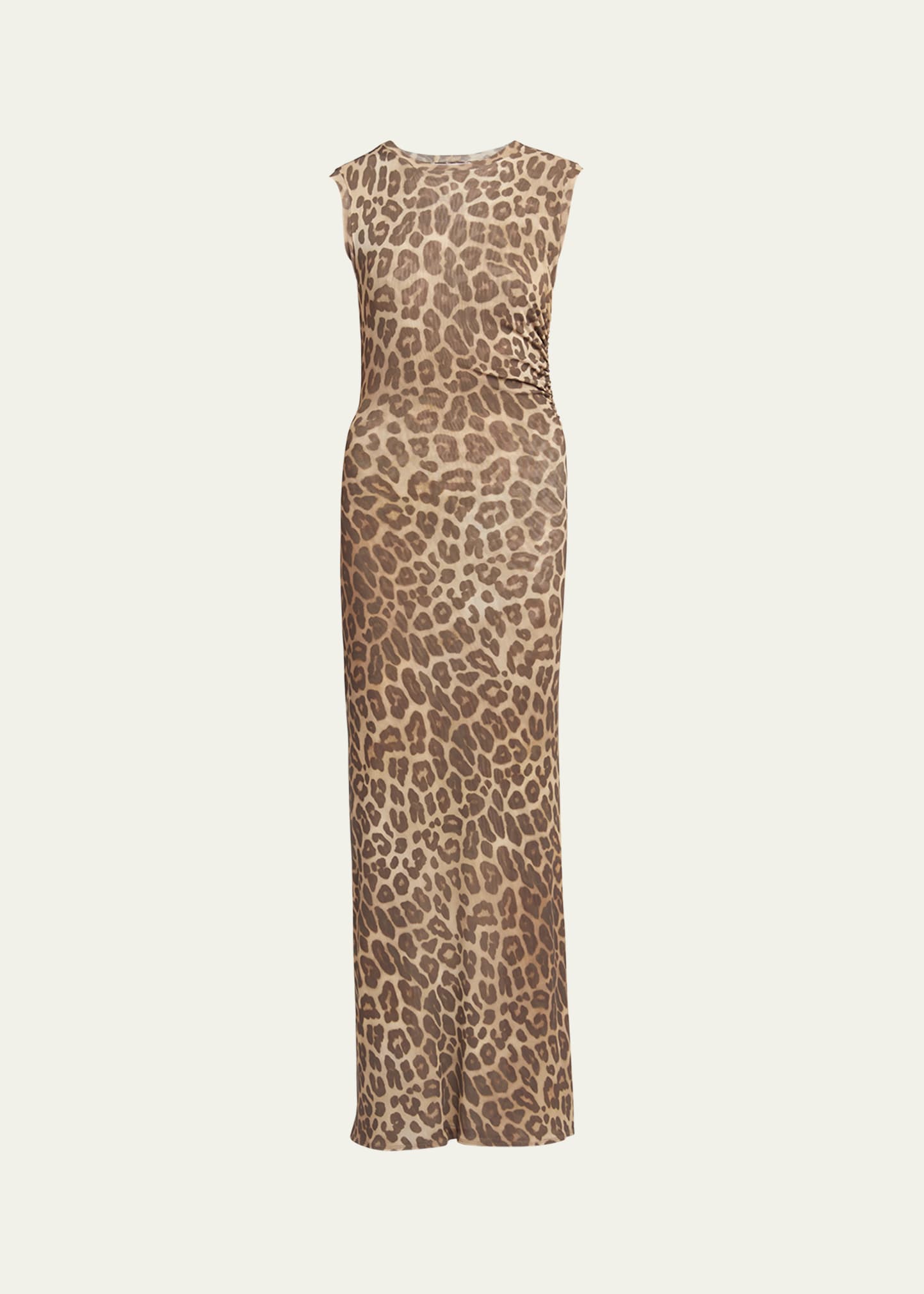 Stella McCartney Long Leopard Mesh Sleeveless Dress