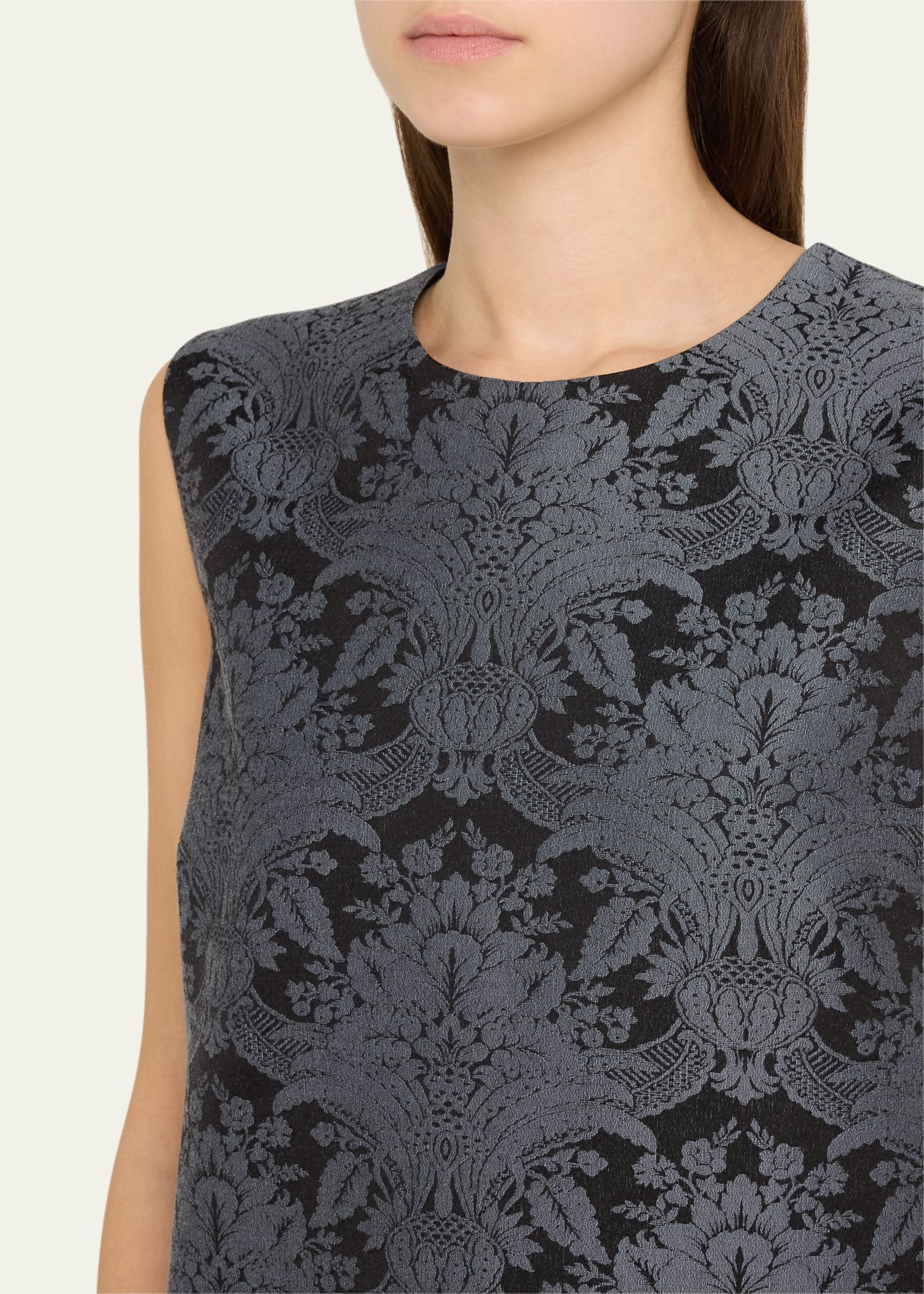 Max Mara Romania Baroque Jacquard Sleeveless Mini Dress