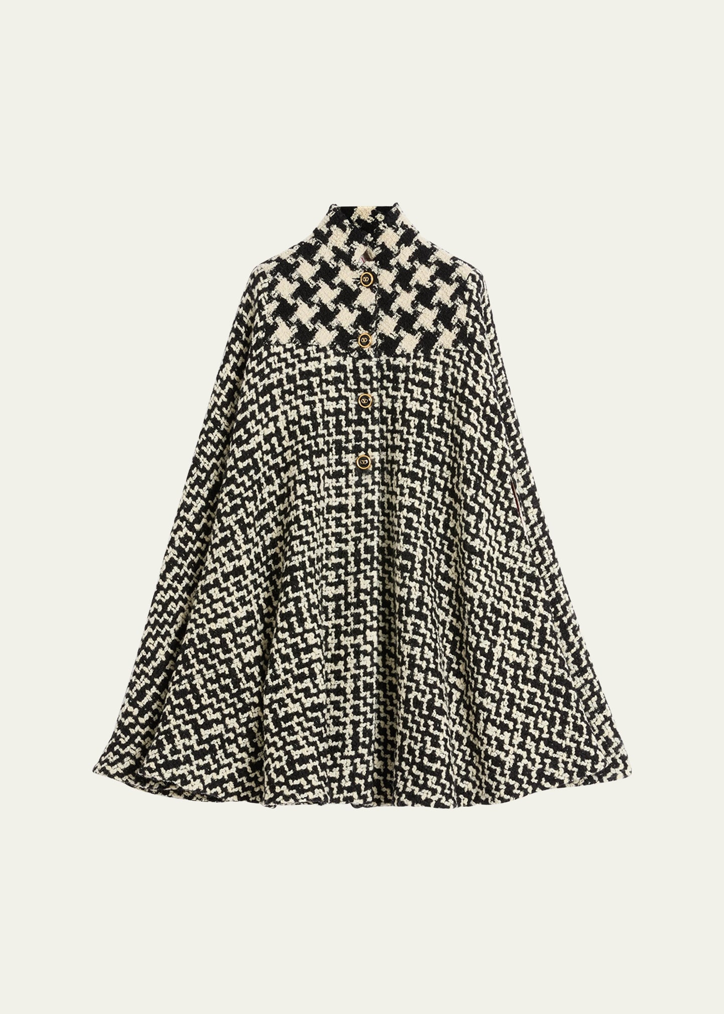 5820.VALENTINO シルク カシミヤ 混 リボン ポンチョ Valentino Garavani Tweed Houndstooth Wool Cape - Bergdorf Goodman