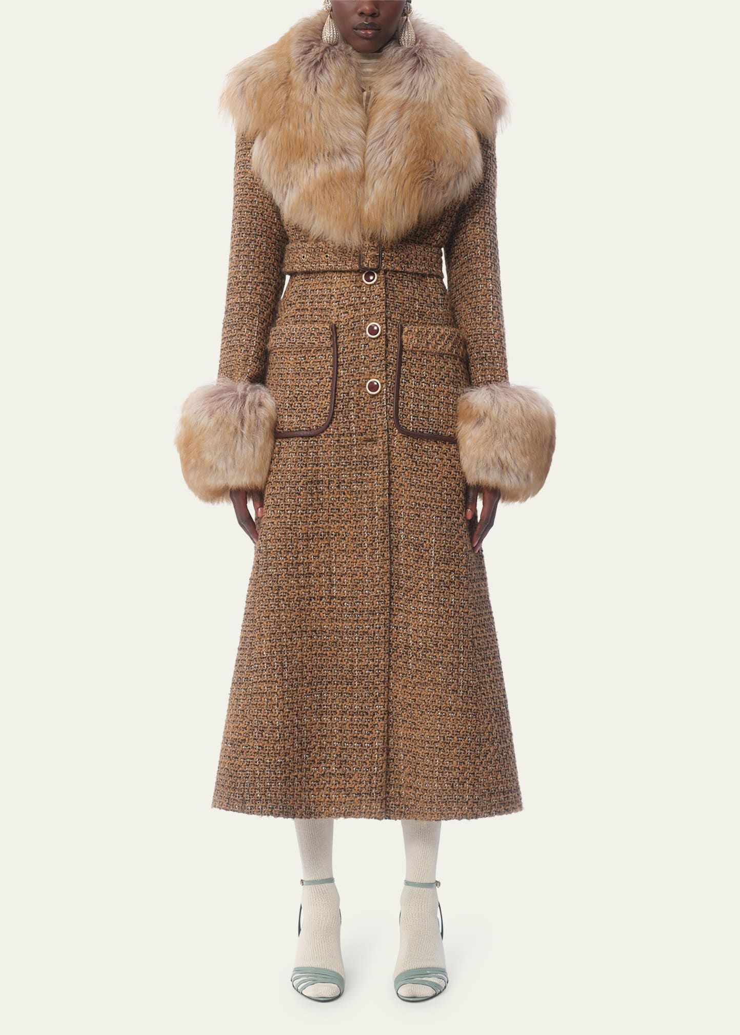 Lumignon tweed fur  jacket【ダークグレー】♥ Lumignon original ♥ tweed fur snow jacket【ブラック