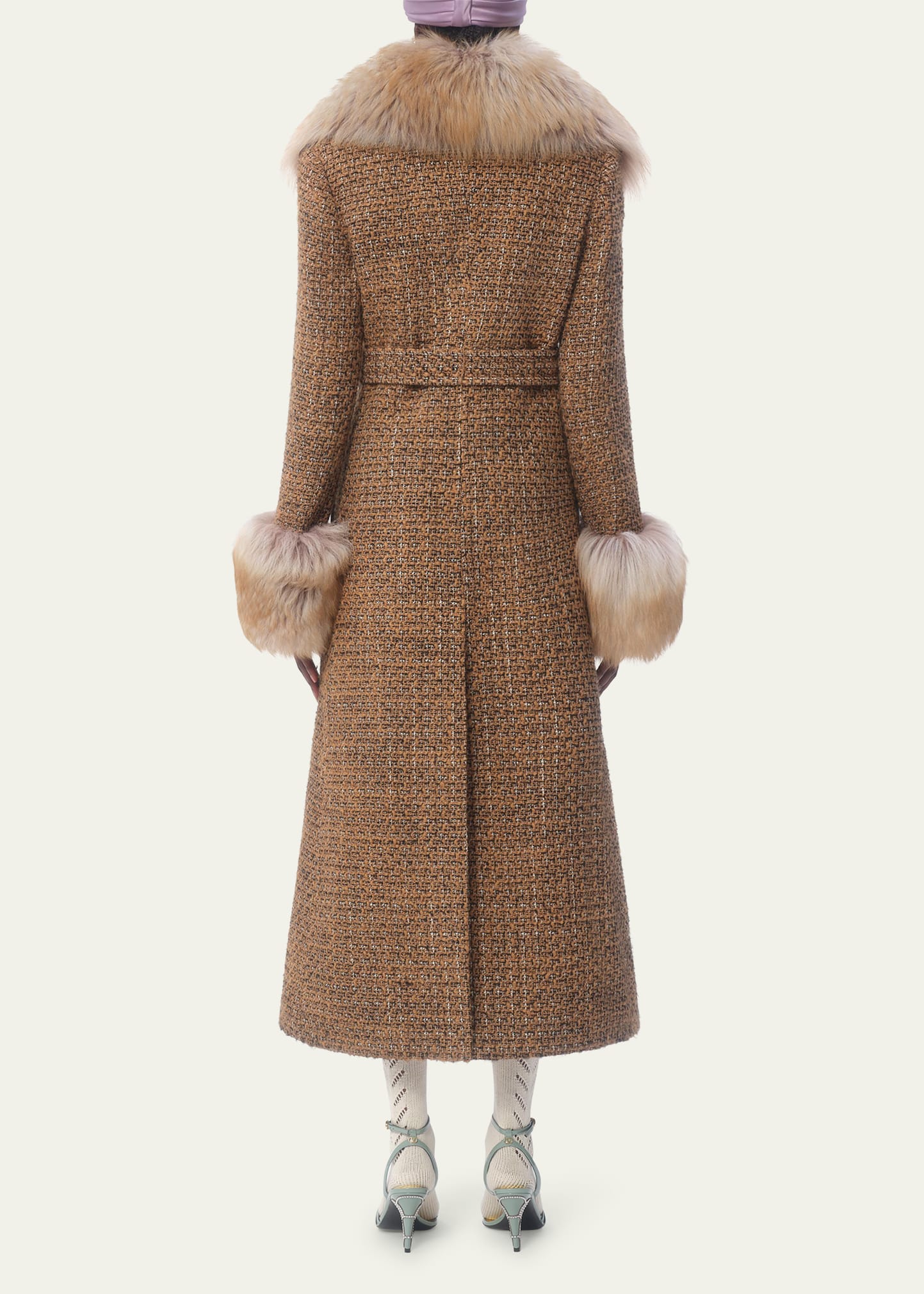 Valentino Garavani Faux Fur Trimmed Tweed Belted Coat - Bergdorf