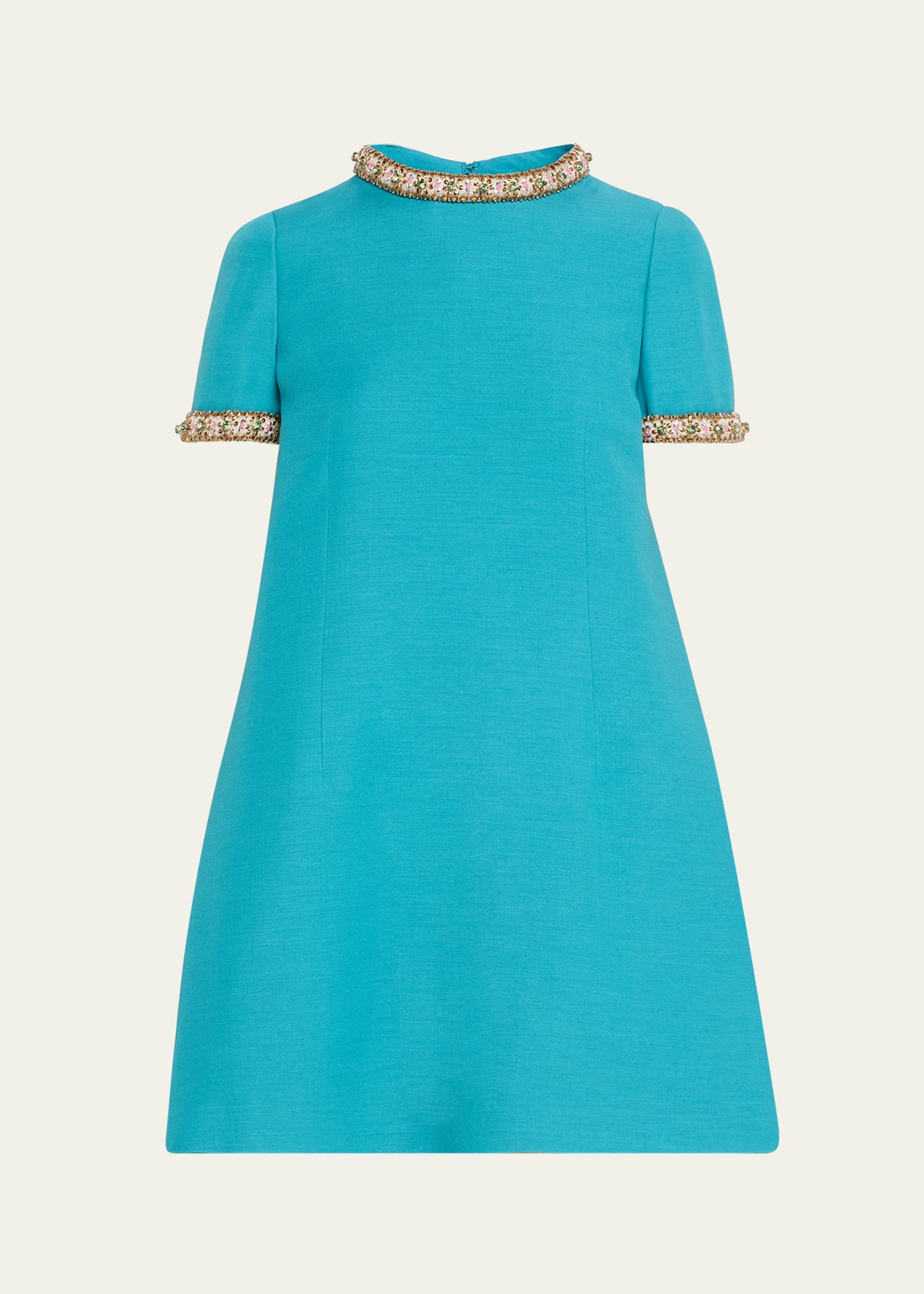 Valentino Garavani Crystal Short-Sleeve Mini Shift Dress
