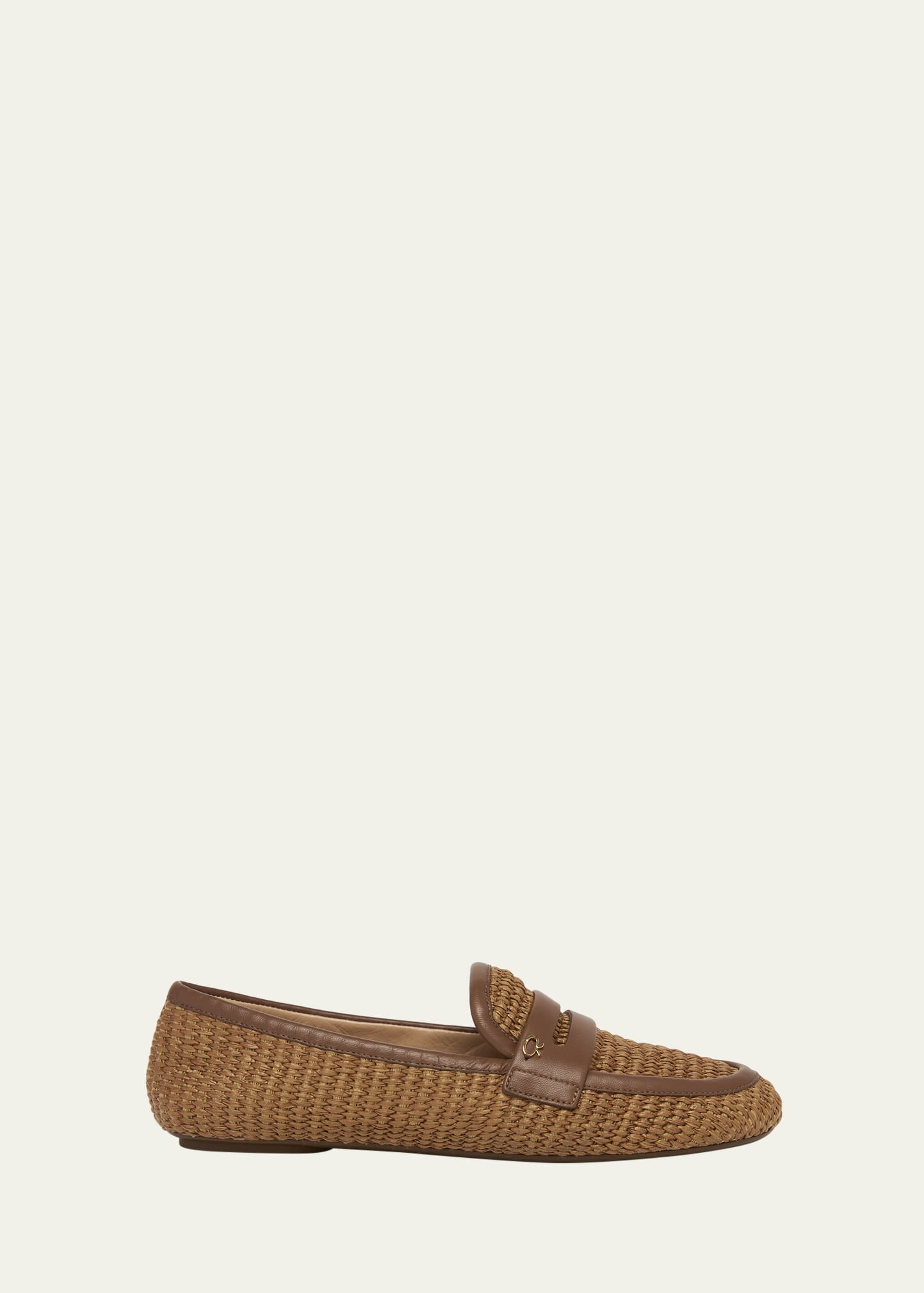 Raffia Leather Penny Loafers