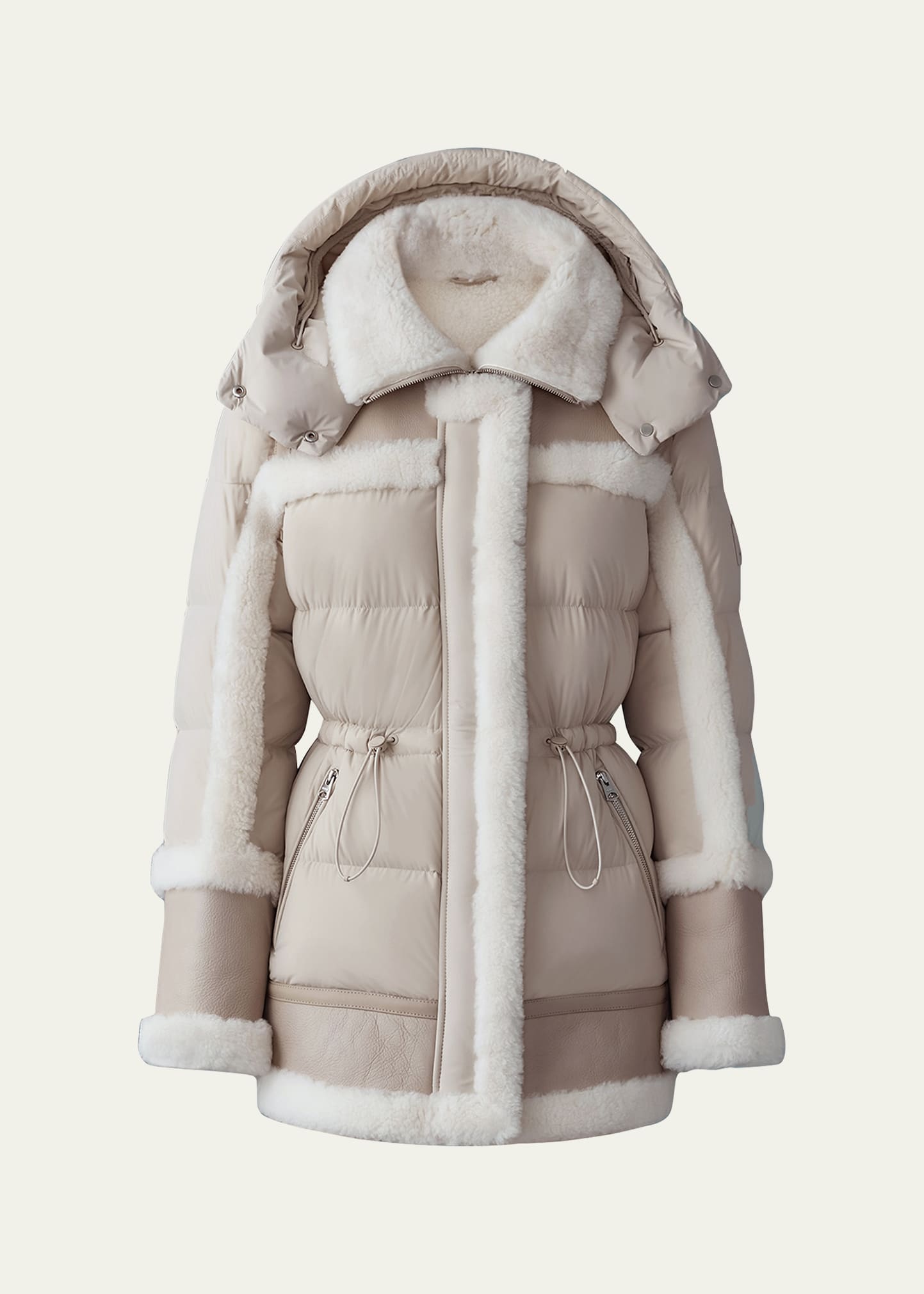 Mackage Lilibeth Mixed-Media Down Parka with Shearling and