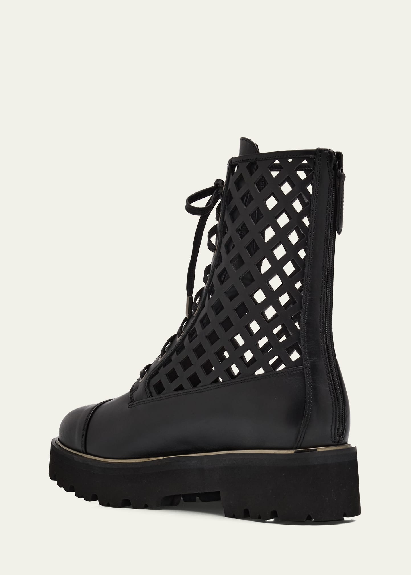 Aquazzura Fearless Perforated Leather Combat Boots