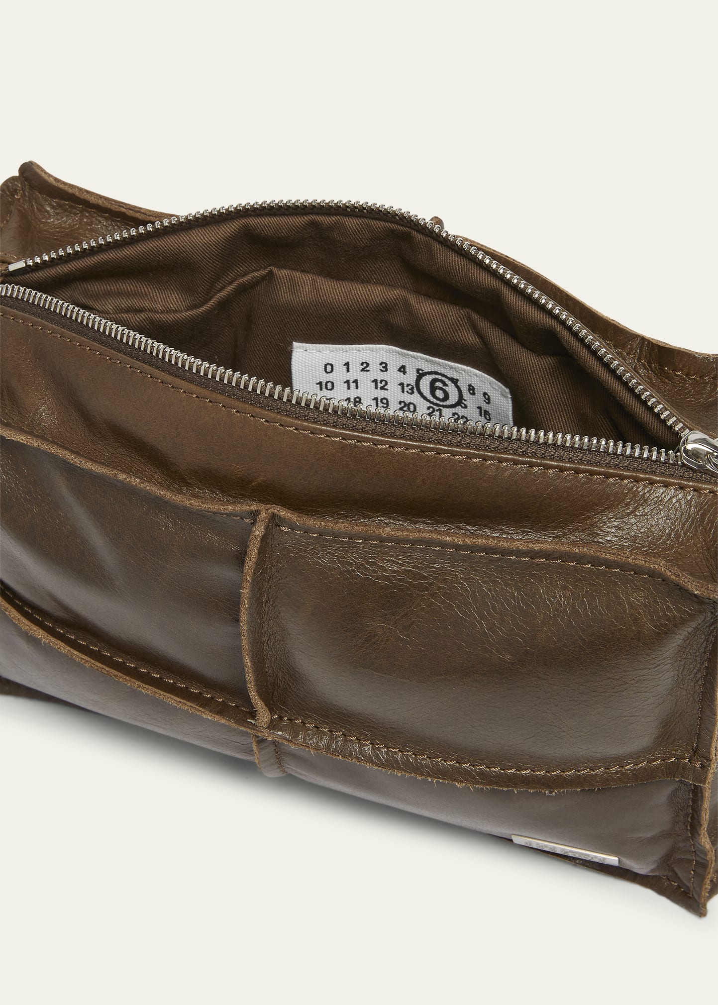 MM6 Maison Margiela Numeric Mini Zip Leather Shoulder Bag