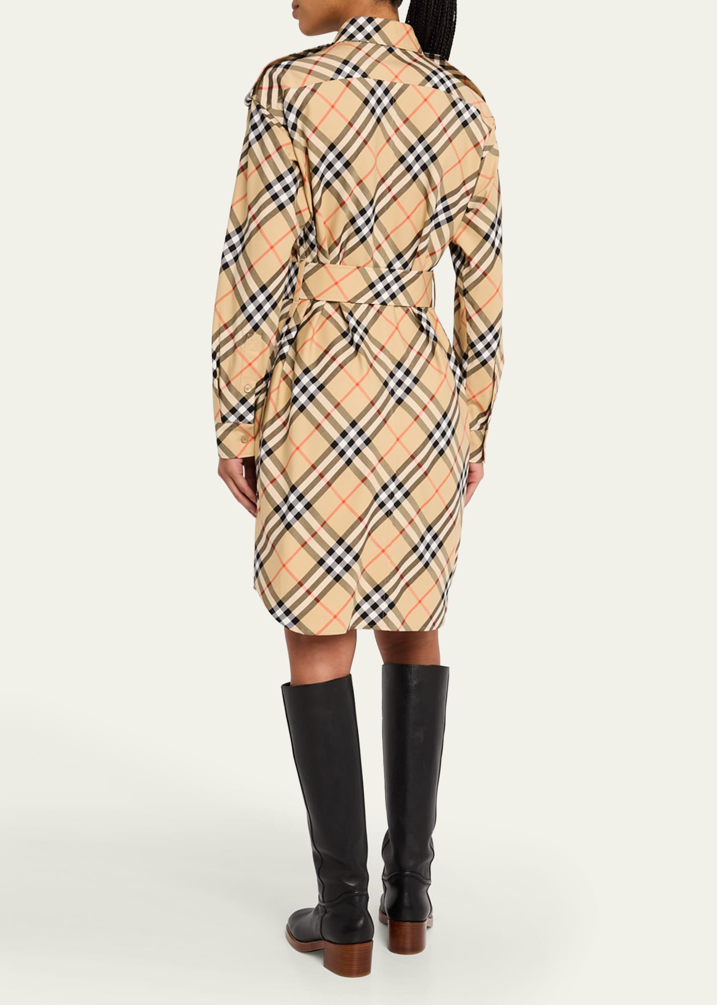 Burberry Check Belted Long-Sleeve Shirtdress - Bergdorf Goodman