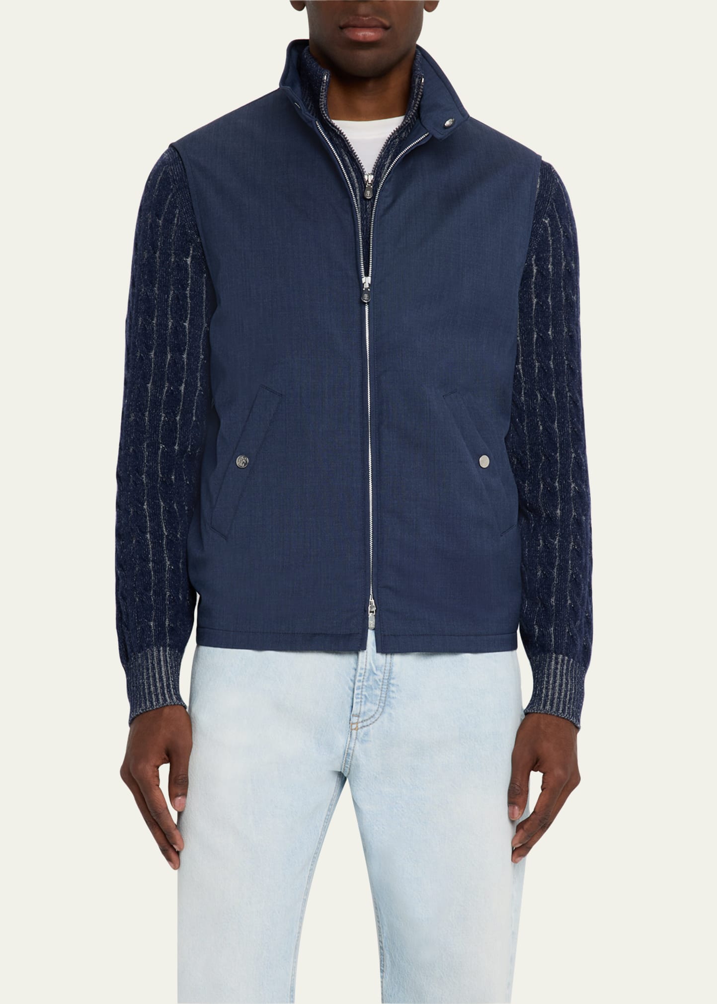 Brunello Cucinelli Men's Wool Full-Zip Vest - Bergdorf Goodman