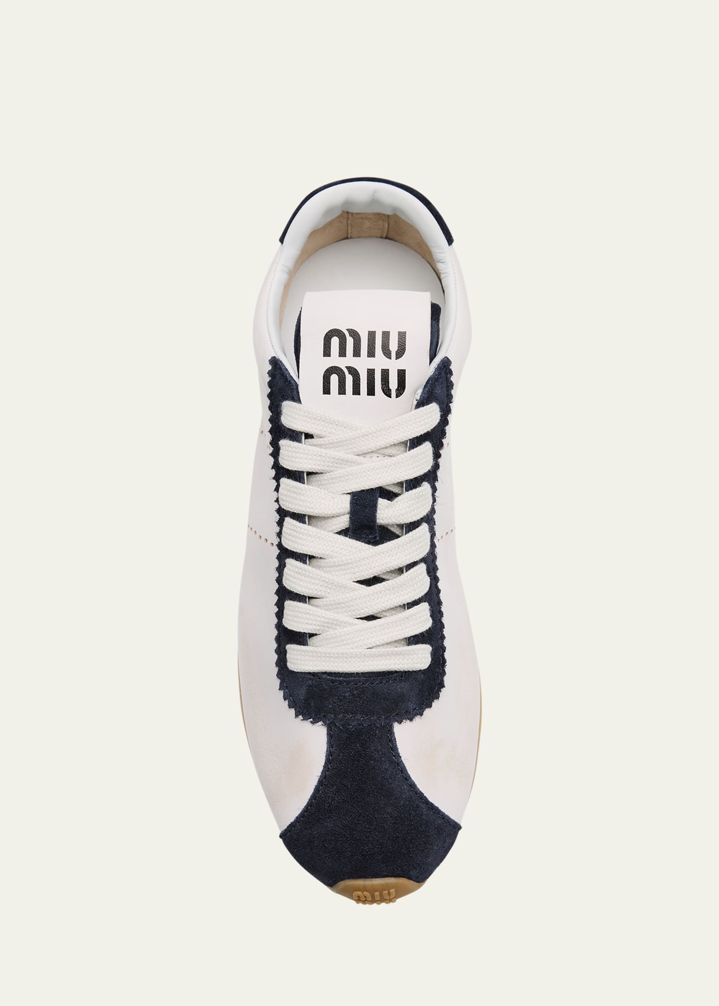miy♪ Miu Miu Bicolor Mixed Leather Low-Top Sneakers - Bergdorf Goodman