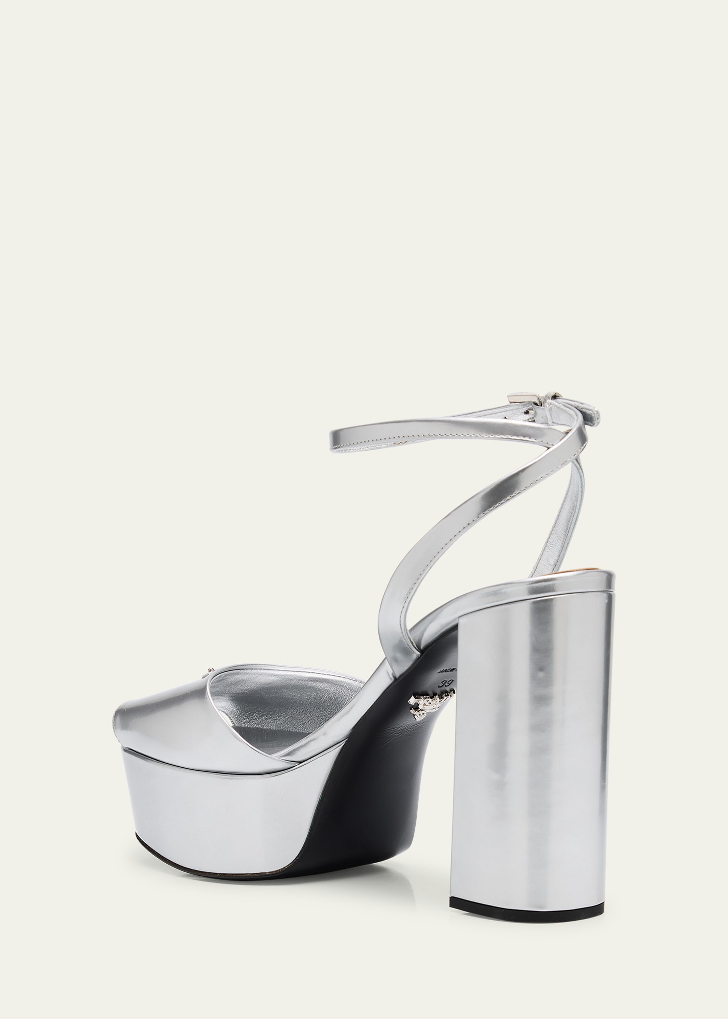 Prada Metallic Leather Ankle-Strap Platform Sandals - Bergdorf Goodman