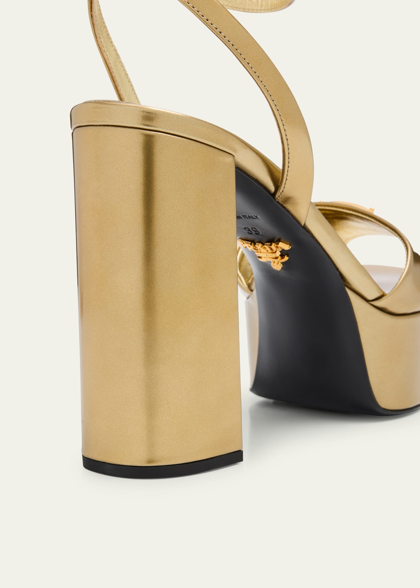 Prada Metallic Leather Ankle-Strap Platform Sandals - Bergdorf Goodman