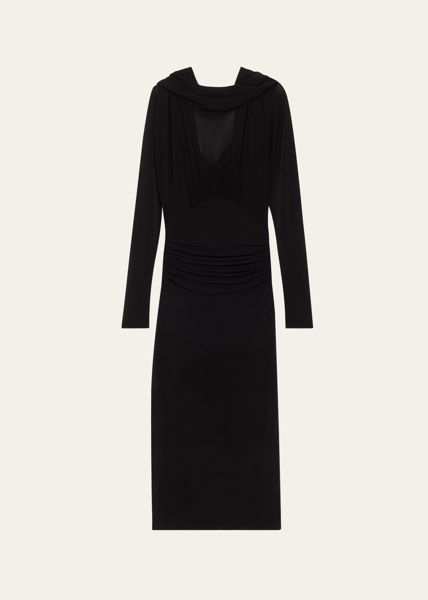 【送料&関税込】Saint Laurent Midi Dress Saint Laurent Cowl-Neck Gathered Midi Dress - Bergdorf Goodman