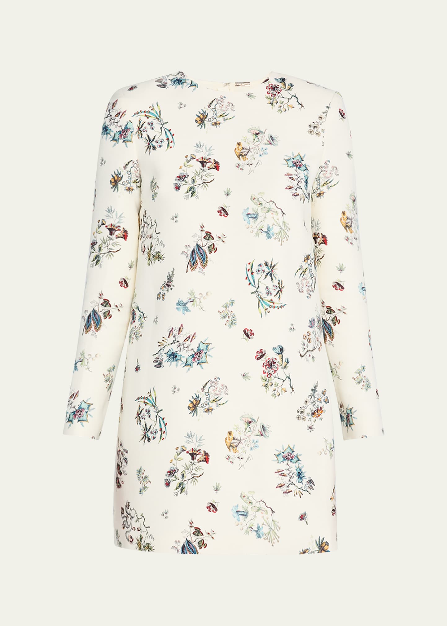 Adam Lippes Floral-Print Long-Sleeve Silk Wool Mini Dress - Bergdorf Goodman