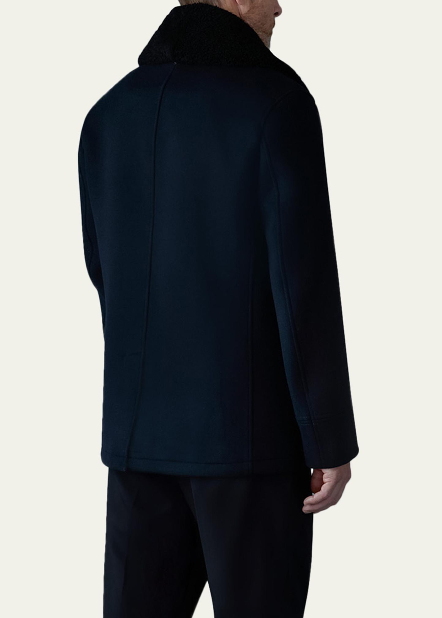 Mackage Men's Cole Wool Peacoat with Shearling Collar - Bergdorf