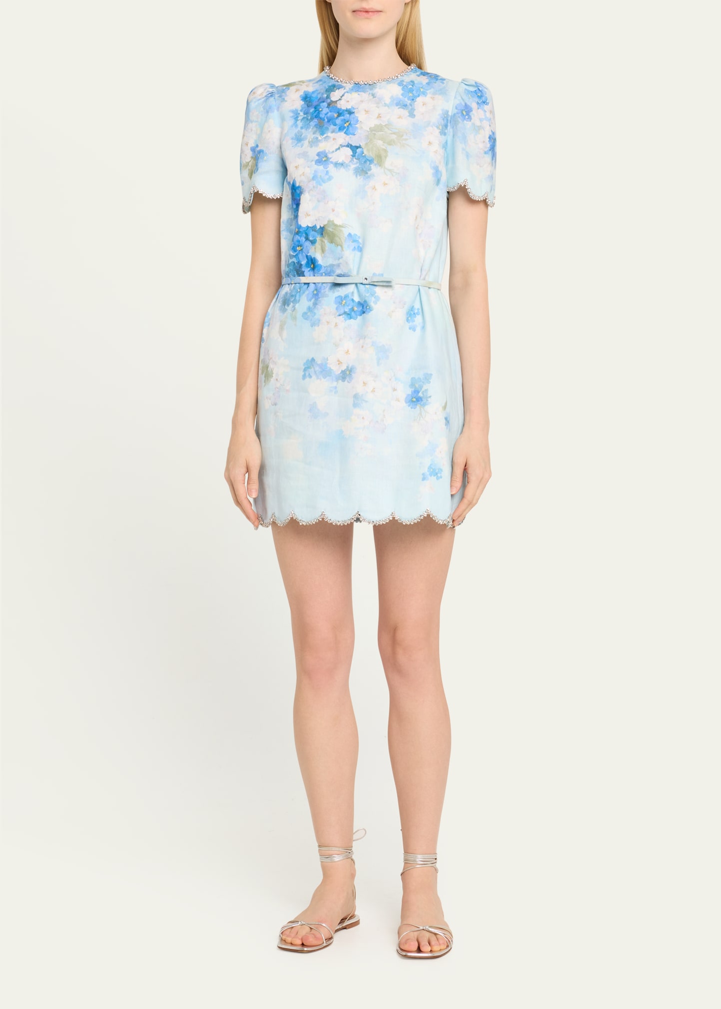 crush scalloped midi dress ZIMMERMANN Crush crystal-embellished scalloped linen midi skirt