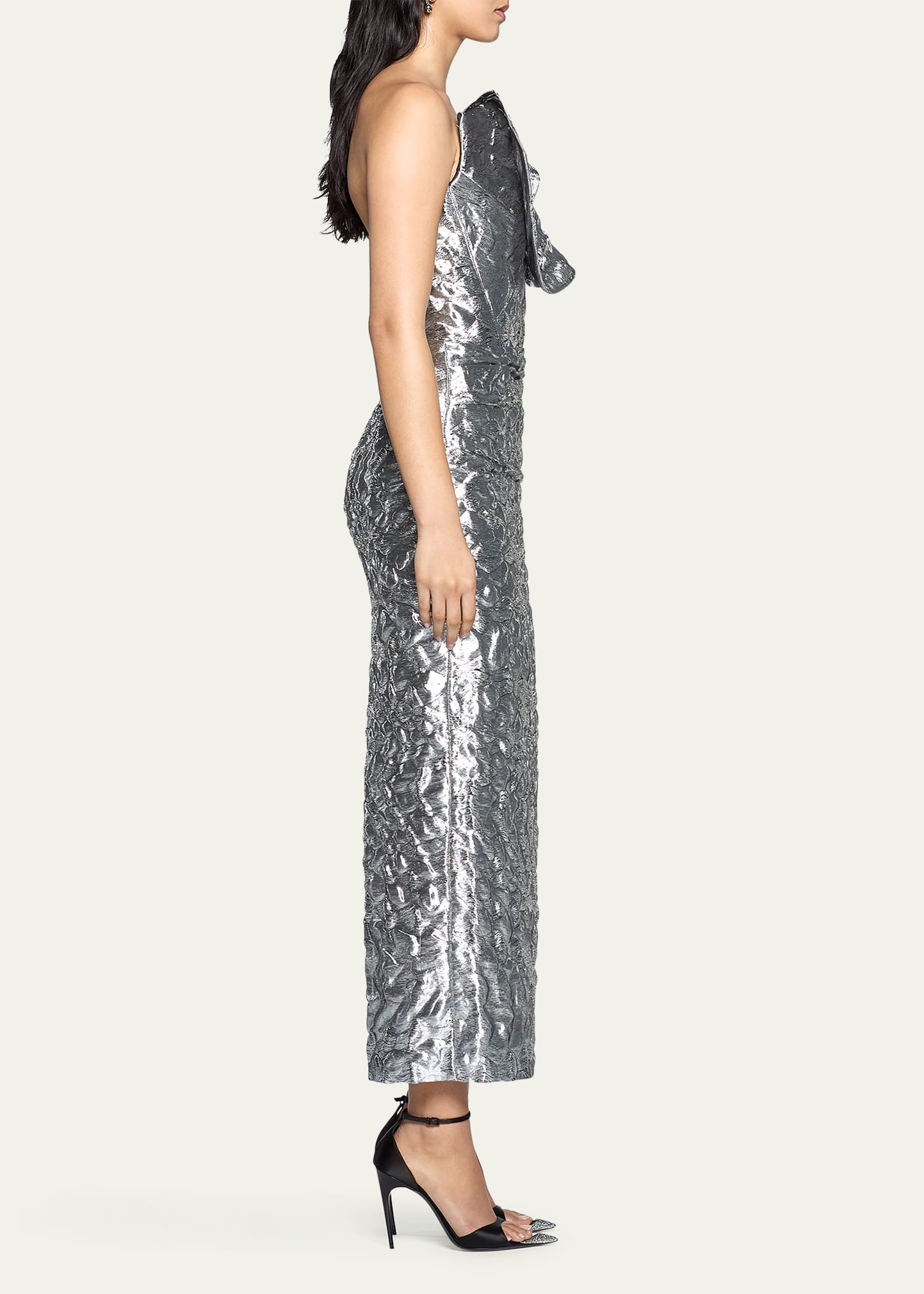 Maticevski Requiem Strapless Ruffle Metallic Midi Dress - Bergdorf