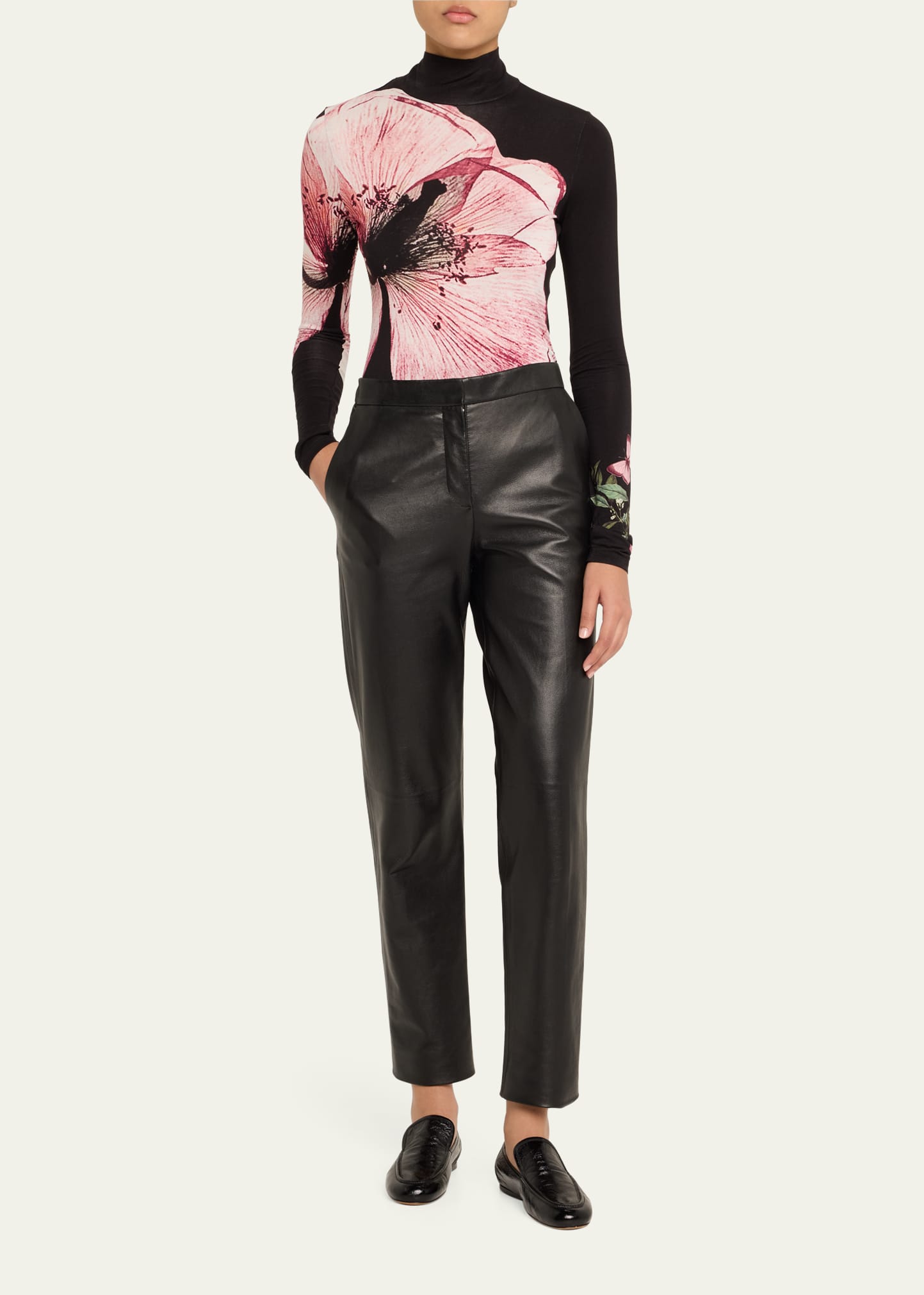 Alice + Olivia Luna Floral Delaina Long-Sleeve Turtleneck Top